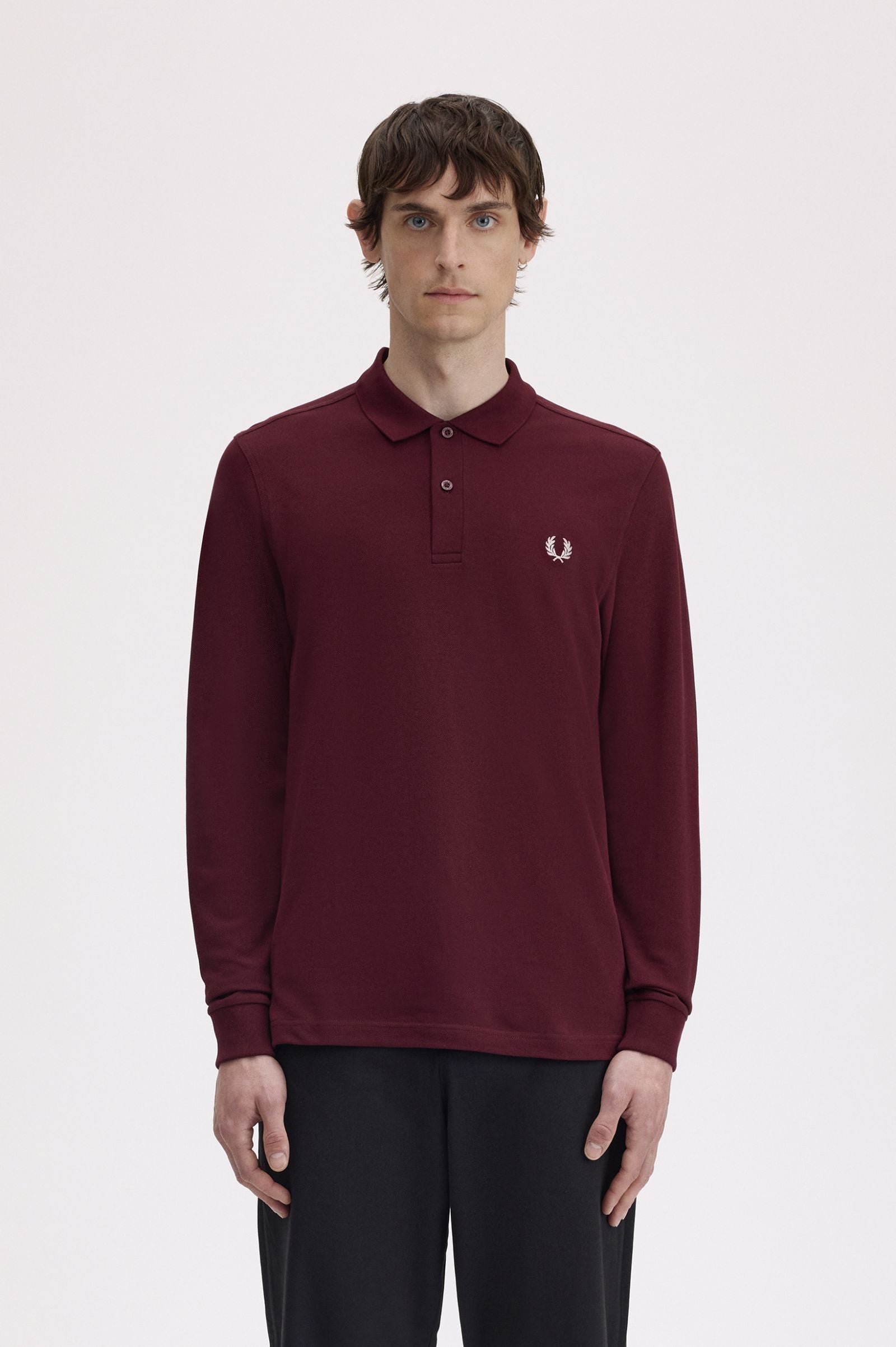 Long Sleeve Fred Perry Shirt AW25 - Oxblood
