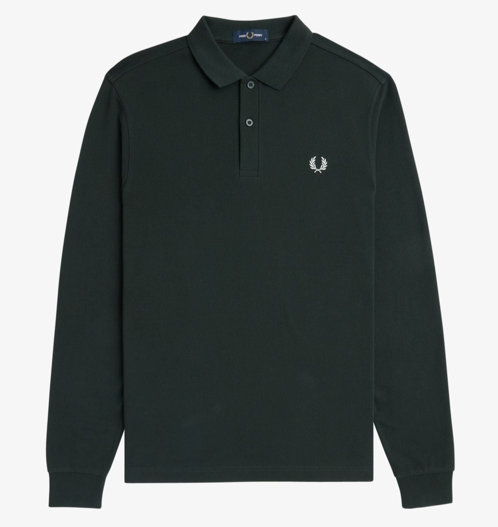 Long Sleeve Fred Perry Shirt AW25 - Nightgreen / Snow White