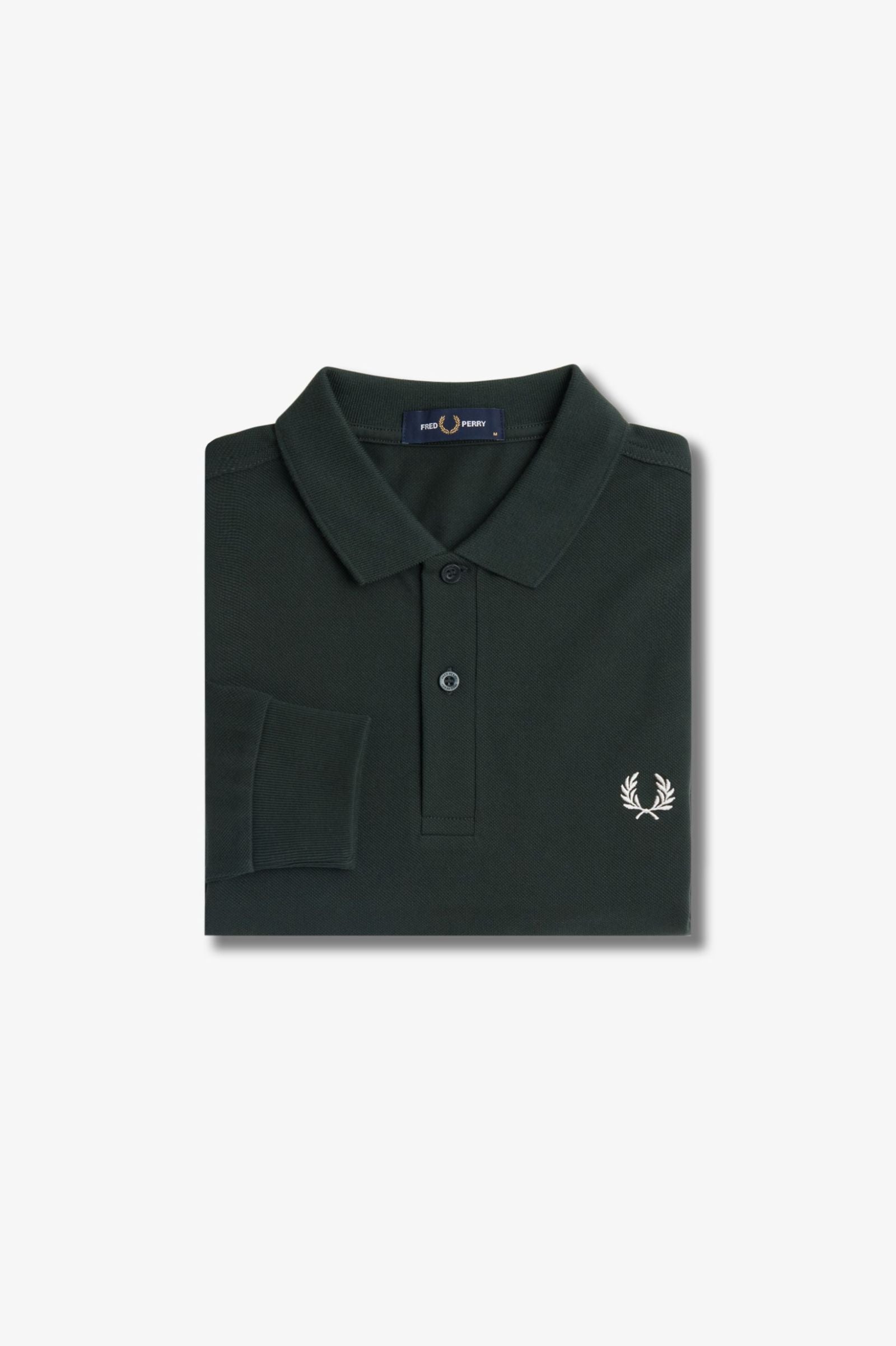 Long Sleeve Fred Perry Shirt AW25 - Nightgreen / Snow White