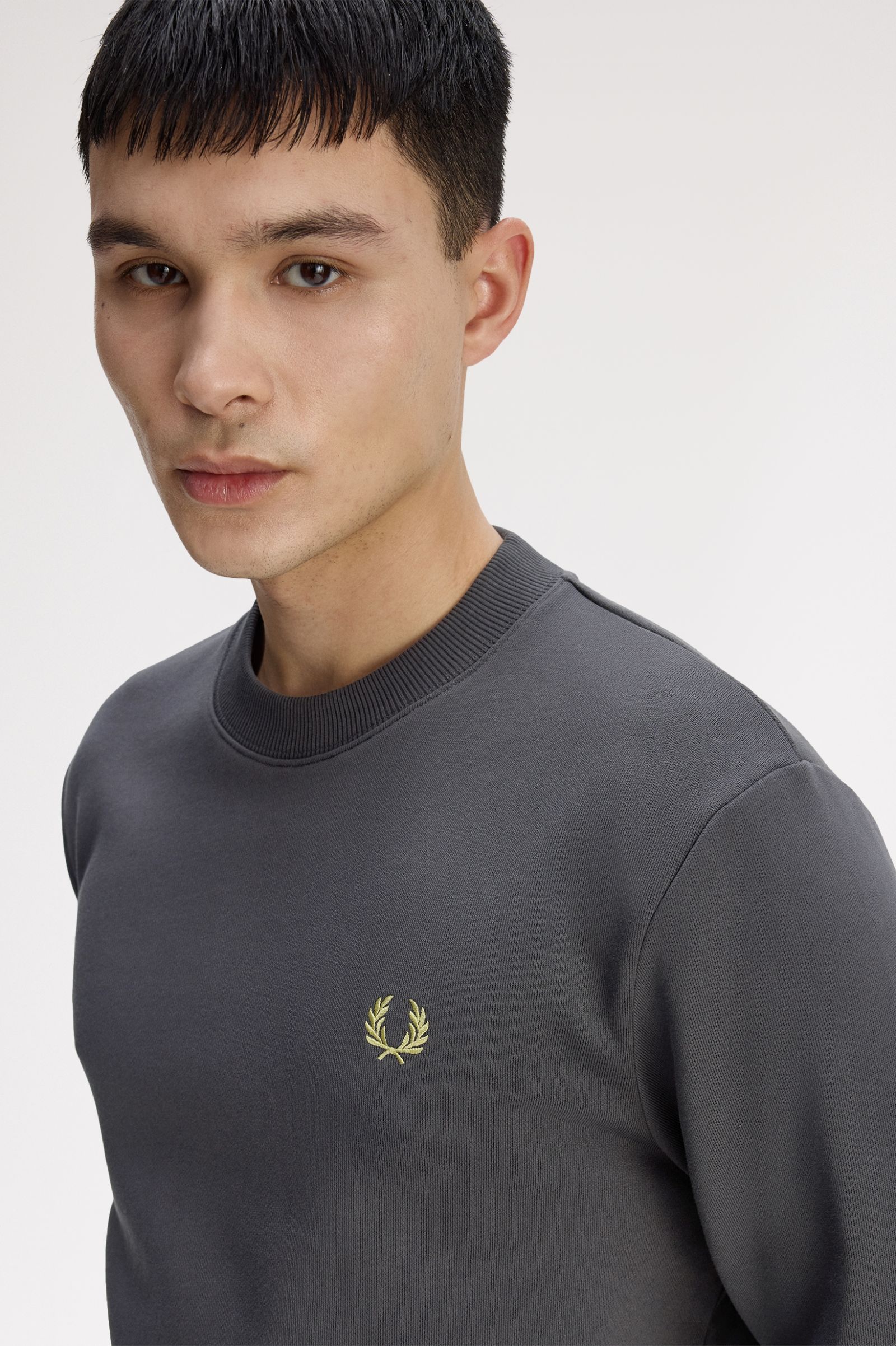 Crew Neck Sweatshirt Fred Perry AW25 -  Anchor Grey / Tennis Ball Yellow / Tennis Ball Yellow