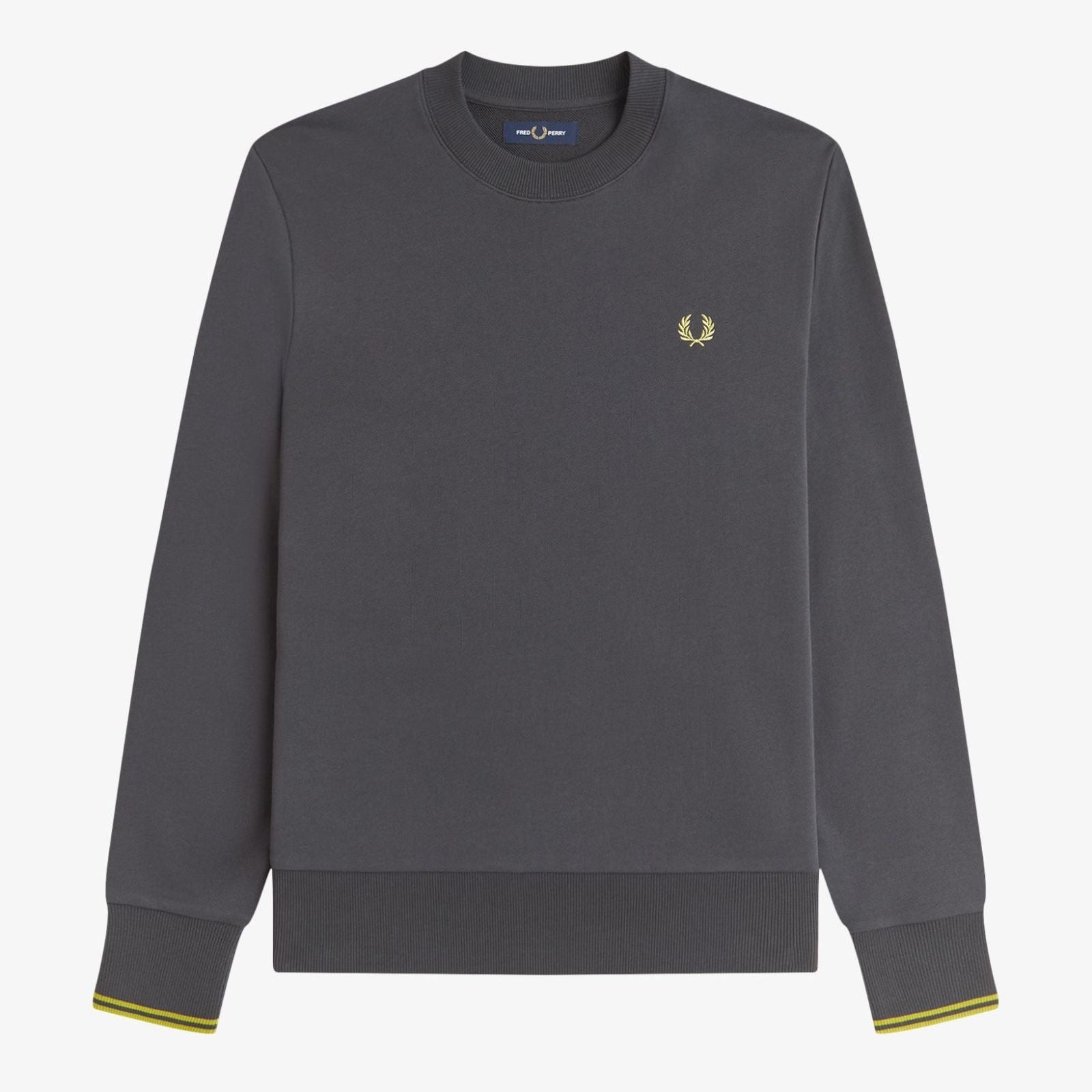 Crew Neck Sweatshirt Fred Perry AW25 -  Anchor Grey / Tennis Ball Yellow / Tennis Ball Yellow