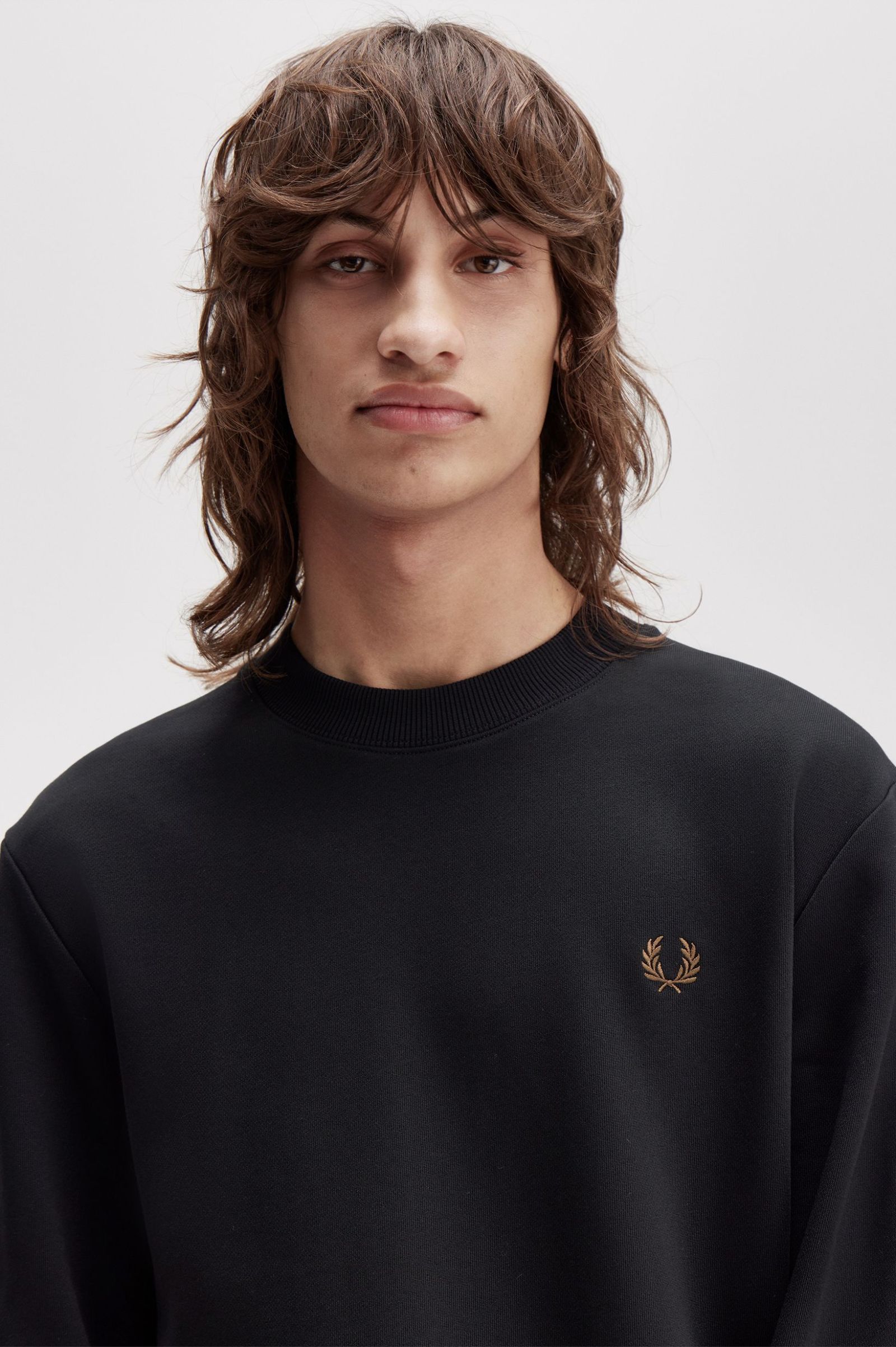 Crew Neck Sweatshirt Fred Perry AW25 - Black / Shaded Stone