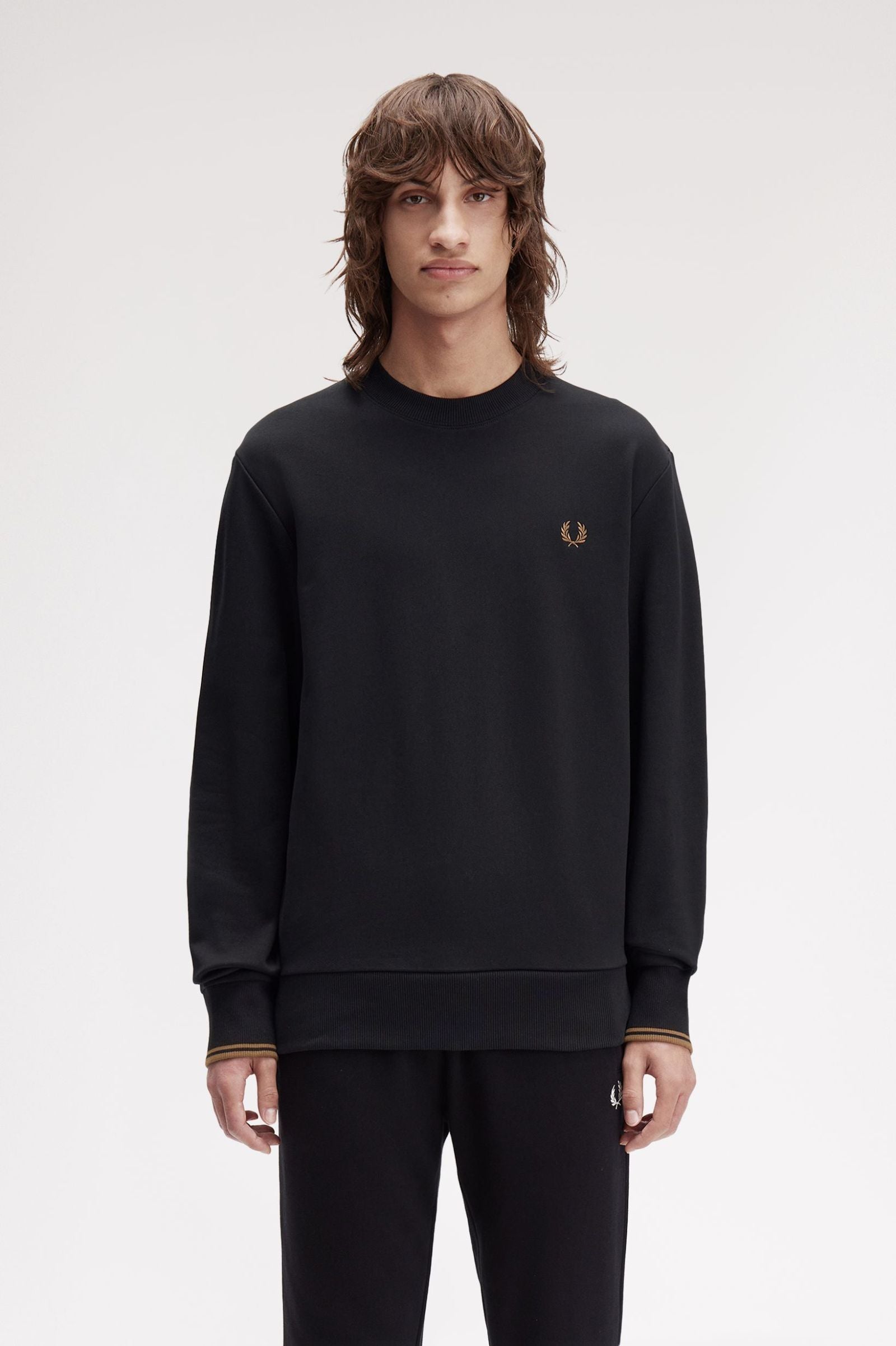 Crew Neck Sweatshirt Fred Perry AW25 - Black / Shaded Stone