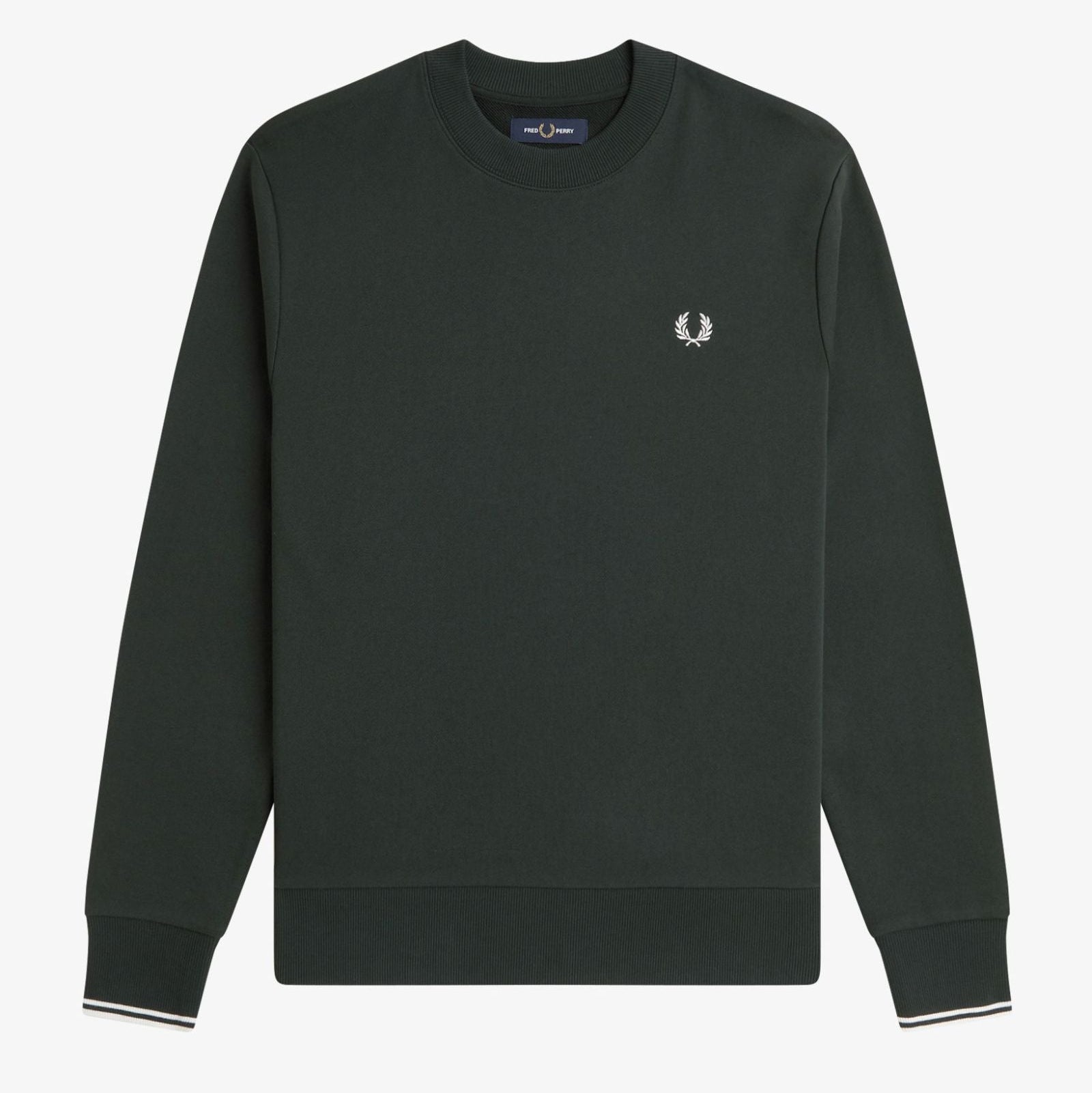 Crew Neck Sweatshirt Fred Perry AW25 - Night Green / Snow White