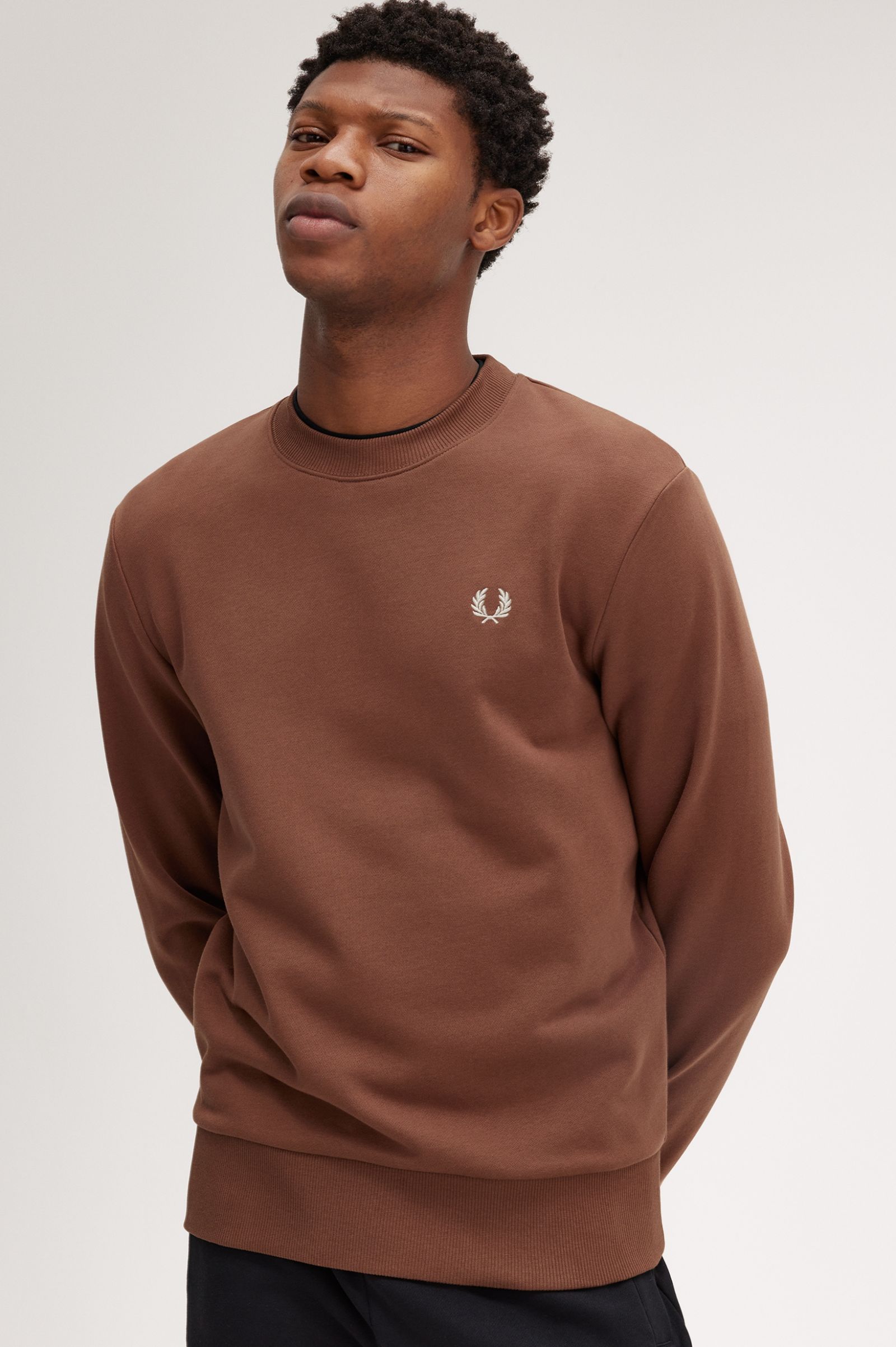 FP Crew Neck SweatShirt Fred Perry - Whisky Brown / Porridge Marl