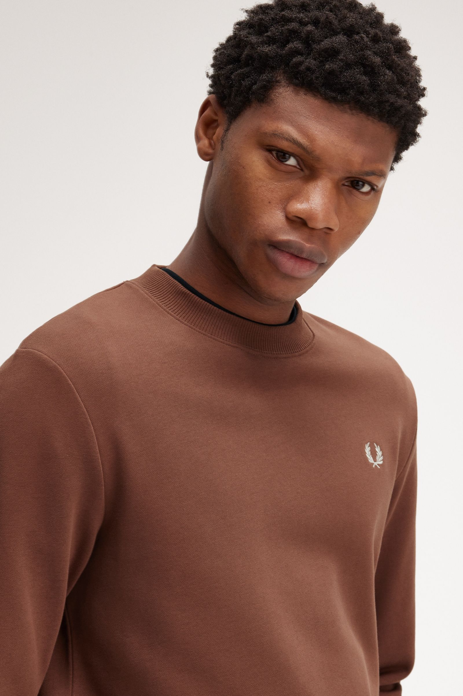 FP Crew Neck SweatShirt Fred Perry - Whisky Brown / Porridge Marl