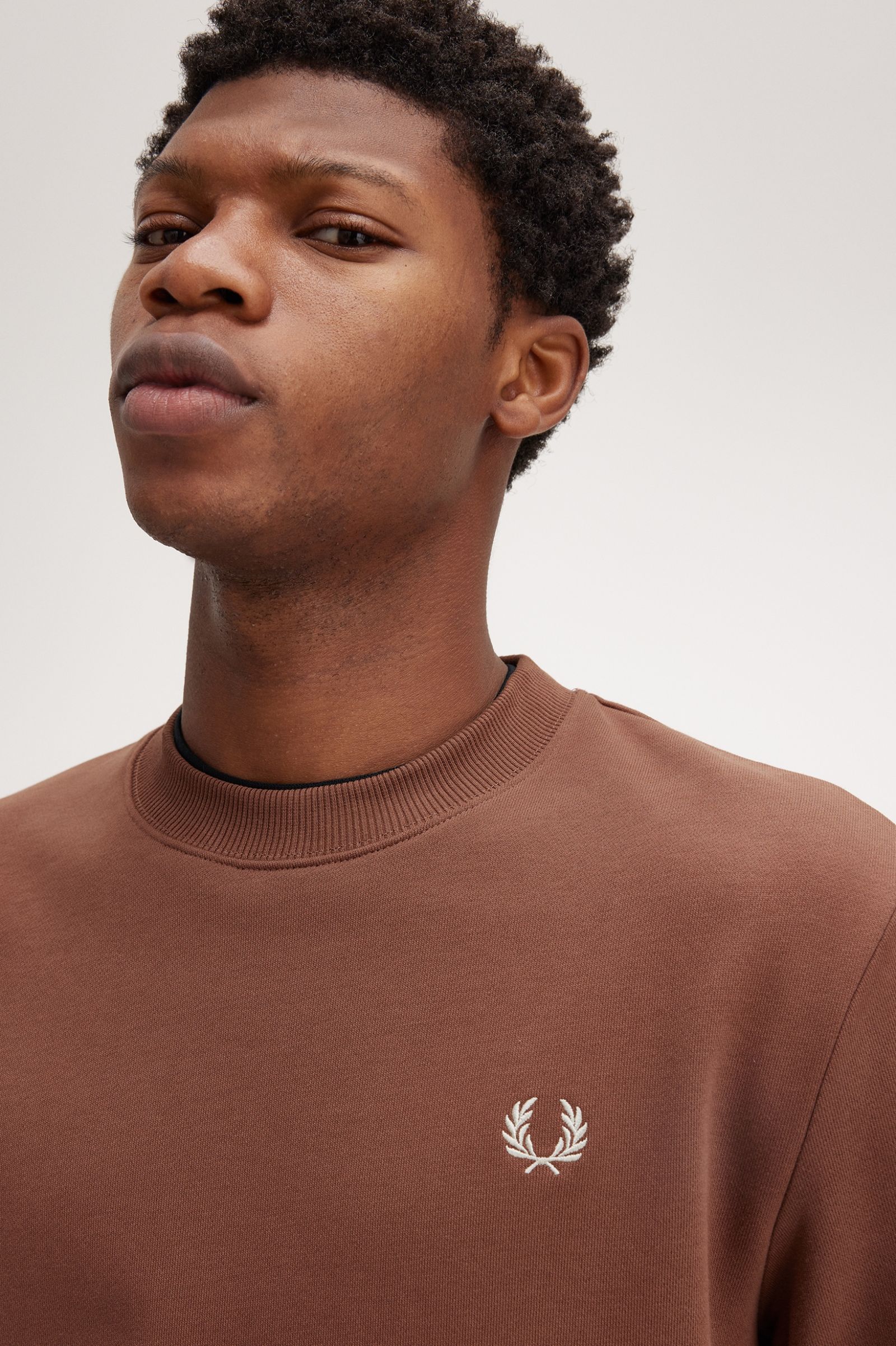 FP Crew Neck SweatShirt Fred Perry - Whisky Brown / Porridge Marl