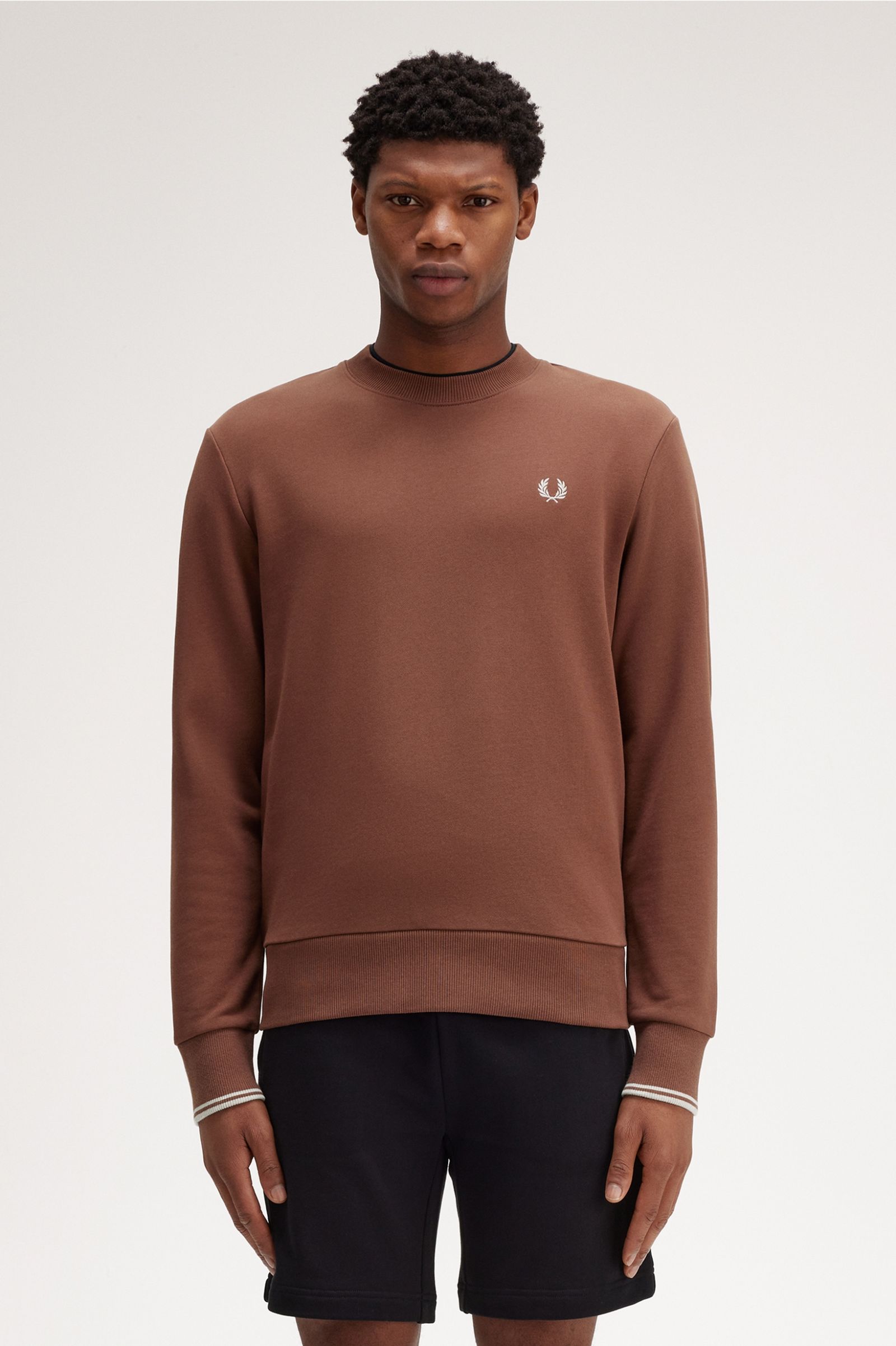 FP Crew Neck SweatShirt Fred Perry - Whisky Brown / Porridge Marl