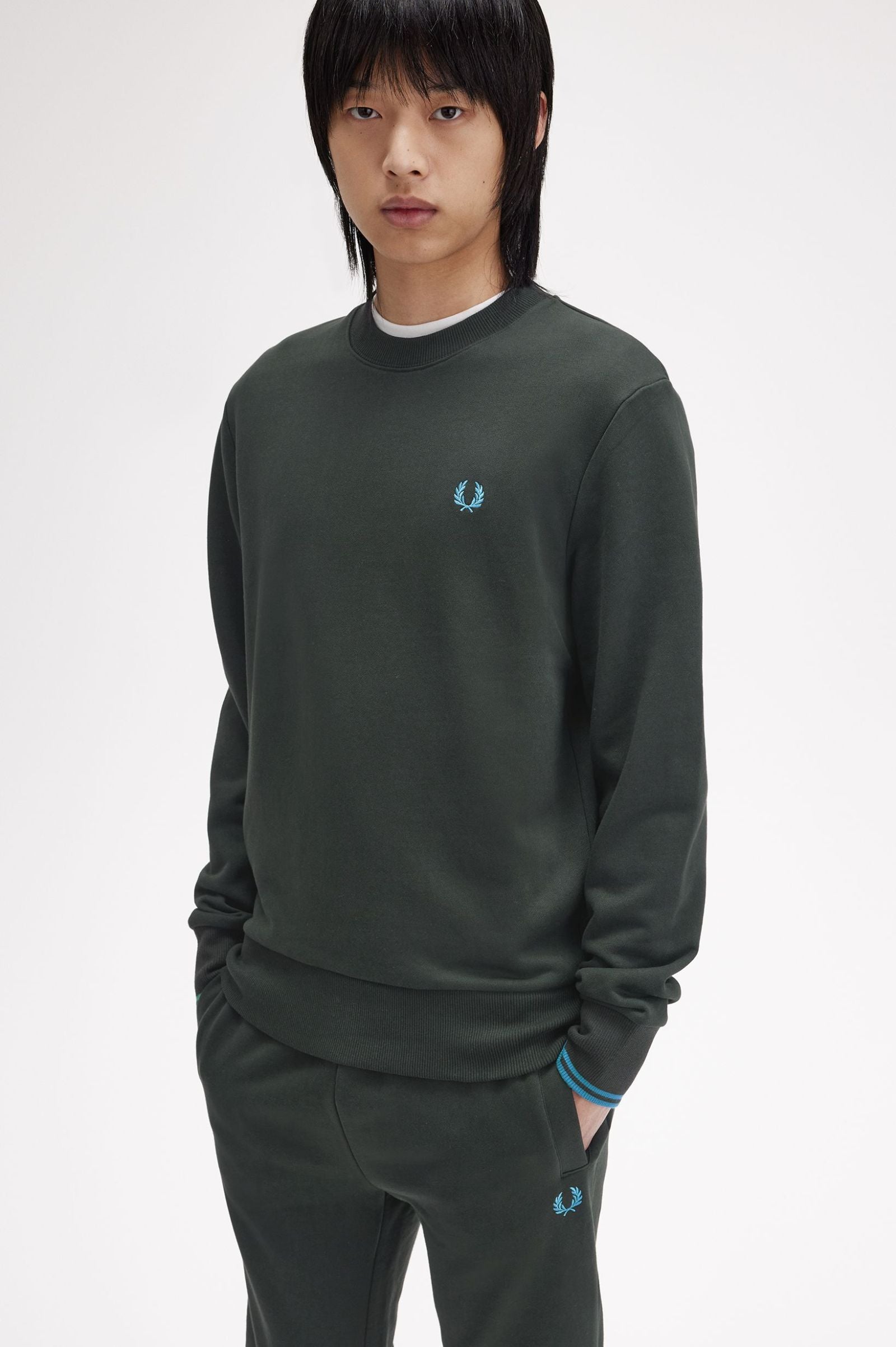 FP Crew Neck SweatShirt Fred Perry - Nightgreen / Ocean