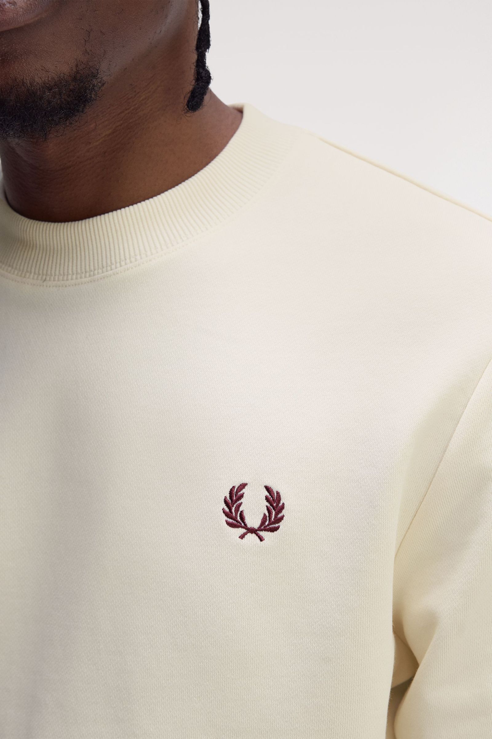 Crew Neck Sweatshirt Fred Perry AW25 - Ecru / Court Blue / Oxblood