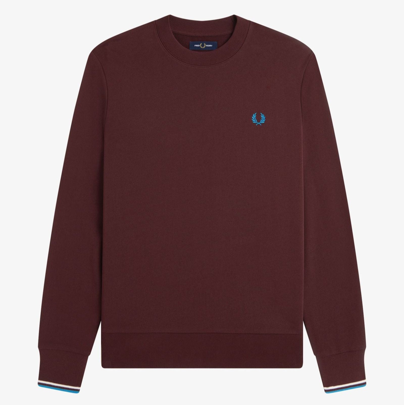 Crew Neck Sweatshirt Fred Perry AW25 - Oxblood / Ecru / Court Blue