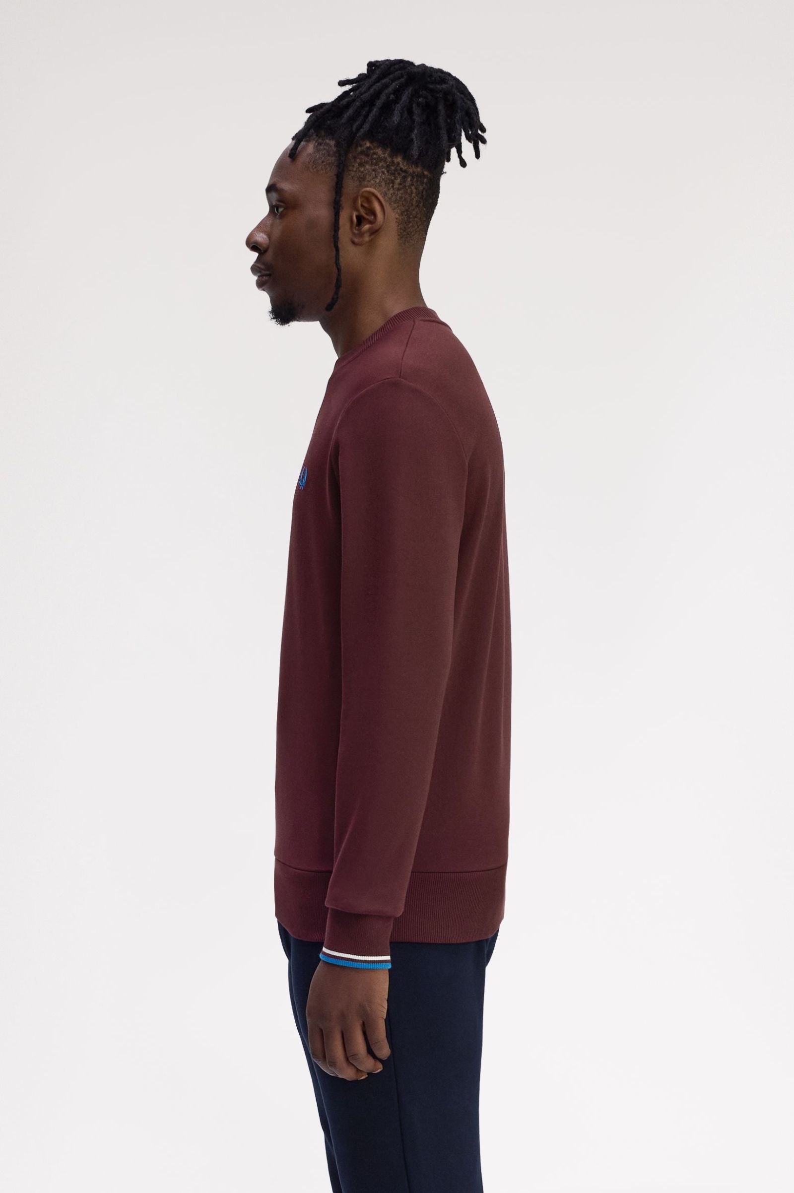 Crew Neck Sweatshirt Fred Perry AW25 - Oxblood / Ecru / Court Blue