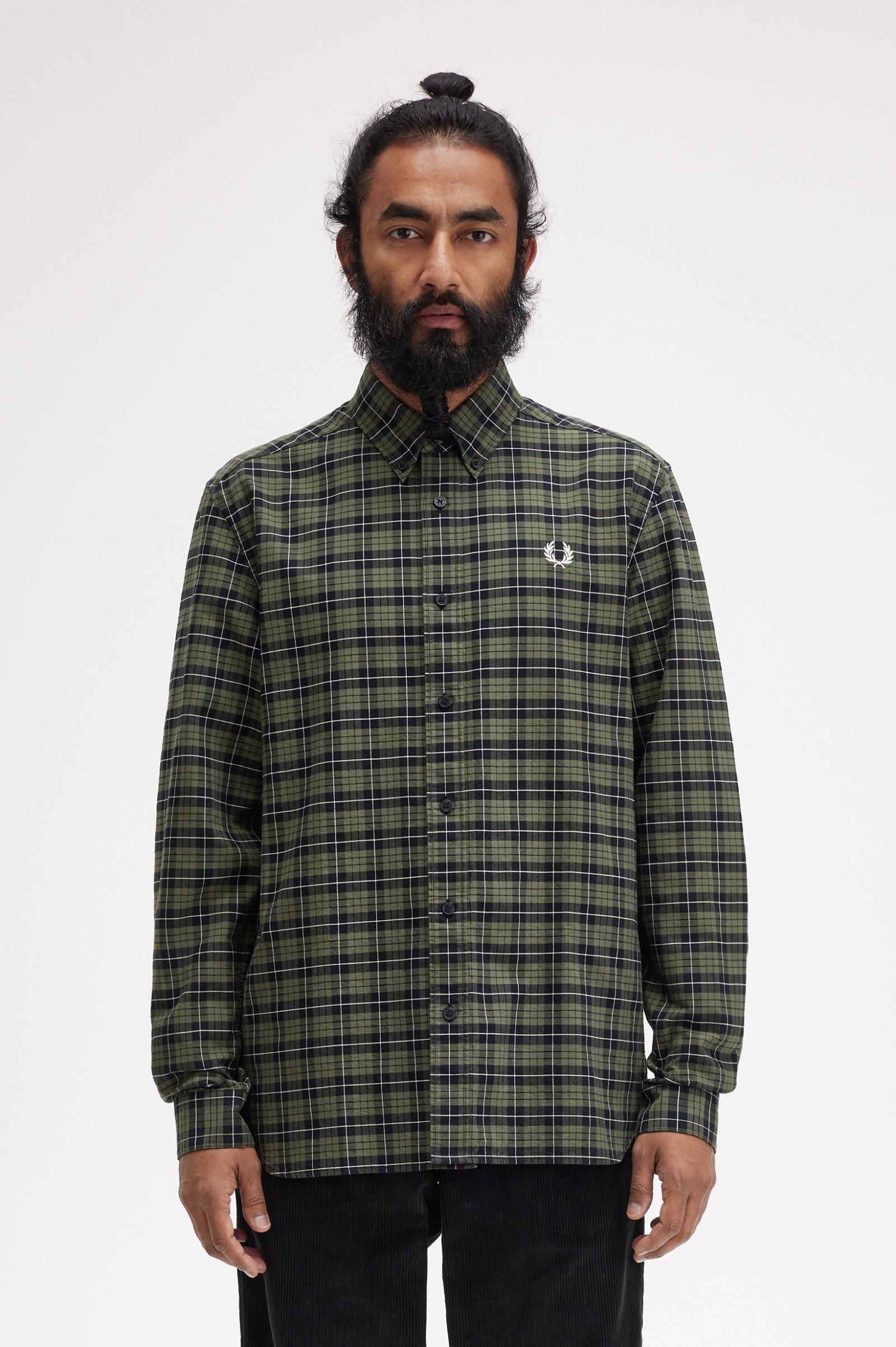 FP Tartan Oxford Shirt Fred Perry - Laurel Wreath Green