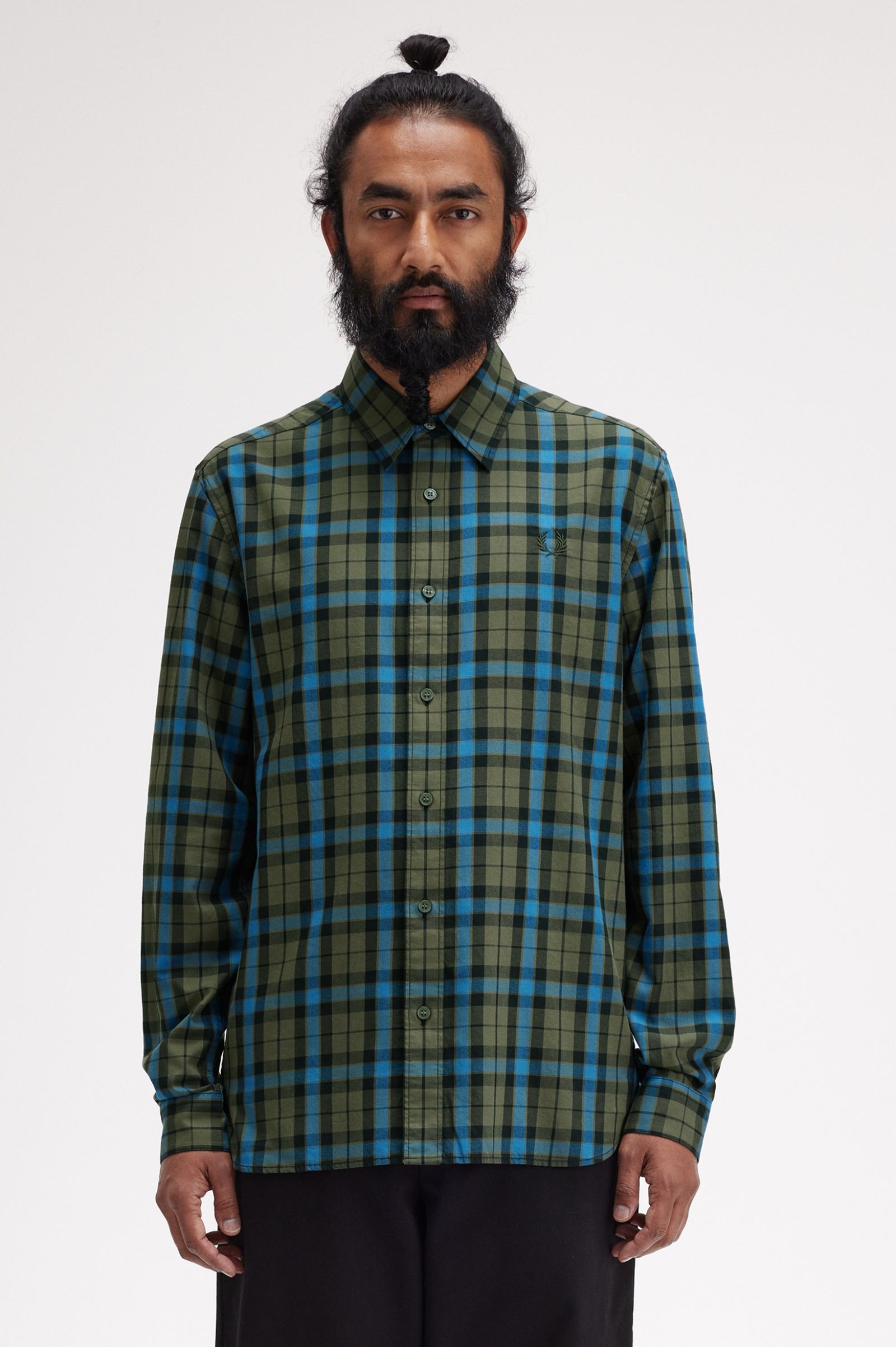 FP Tartan Twill Shirt Fred Perry - Laurel With Green