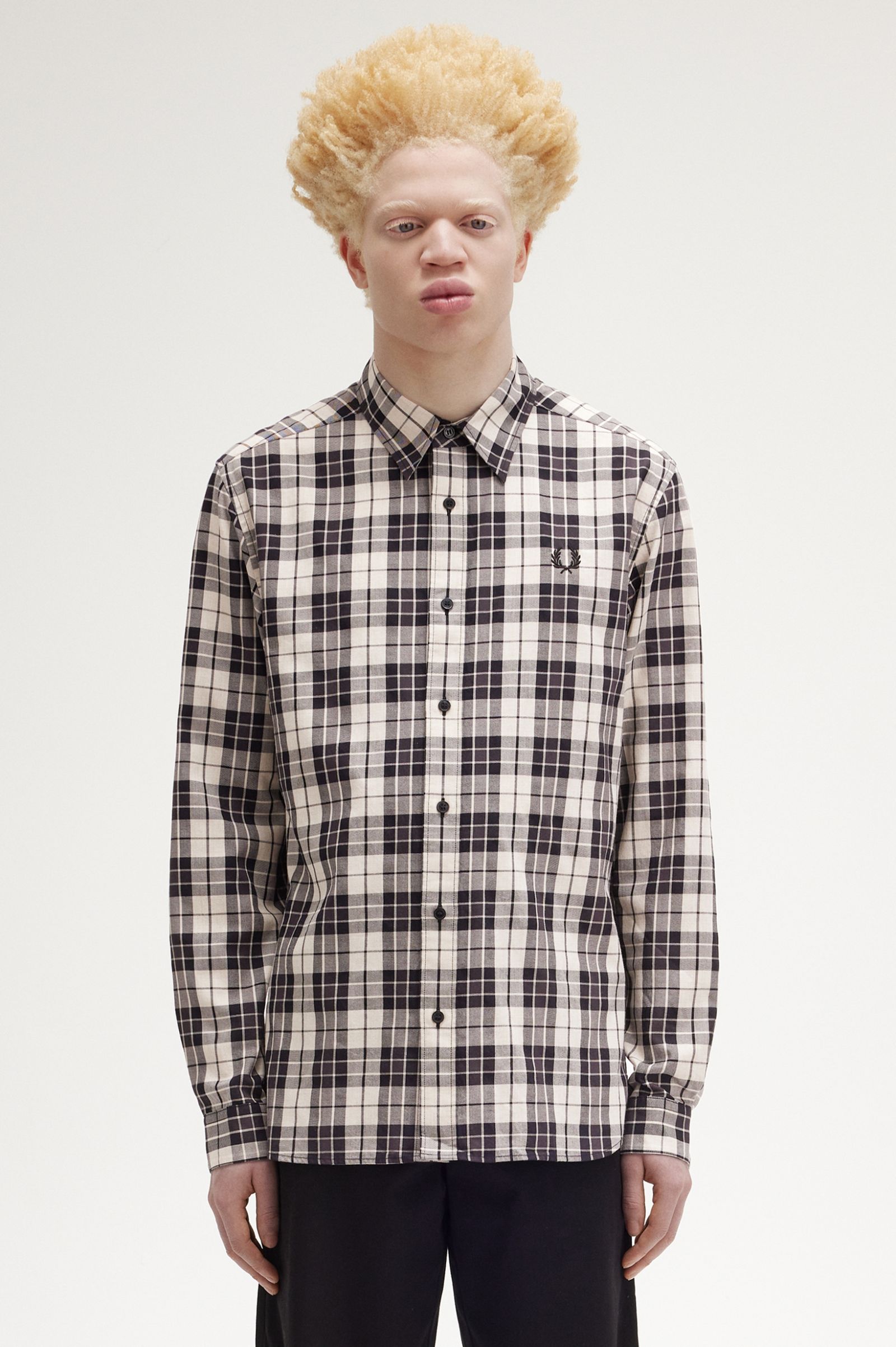 FP Tartan Twill Shirt Fred Perry - Porridge Marl