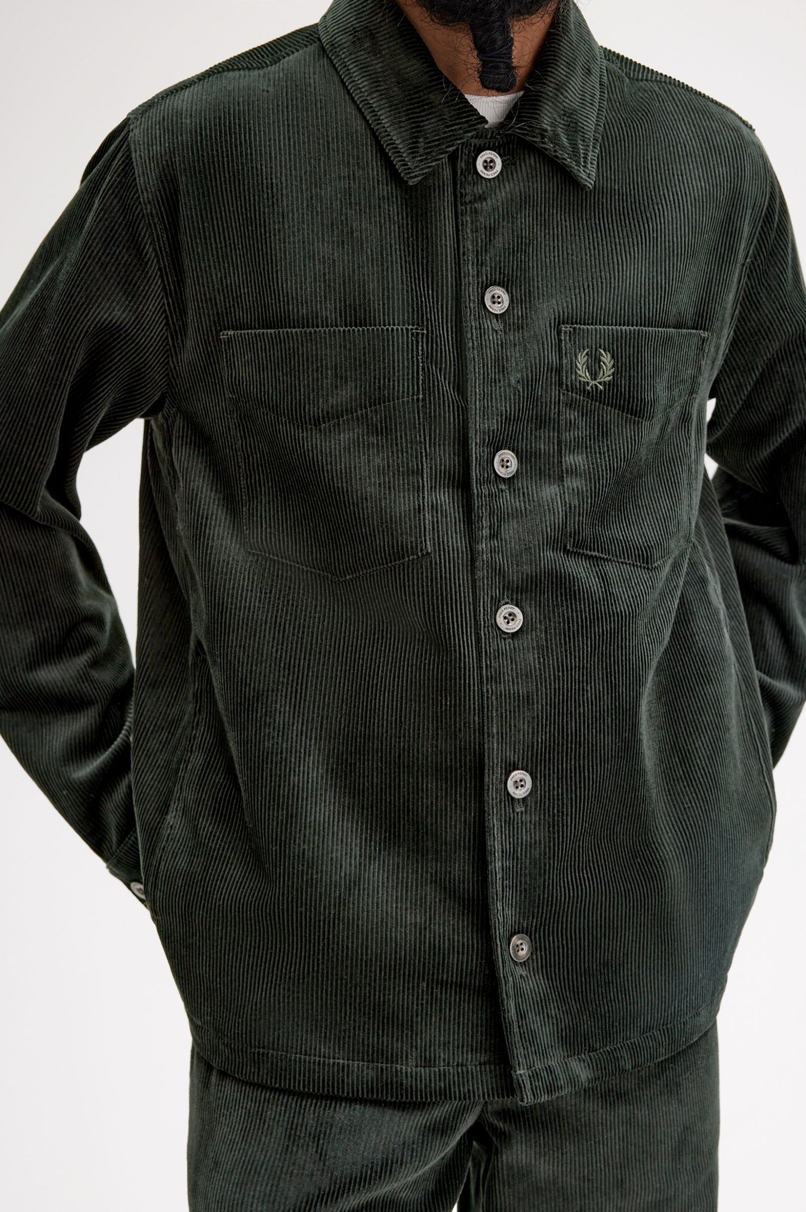 FP Corduroy Overshirt Fred Perry - Night Green