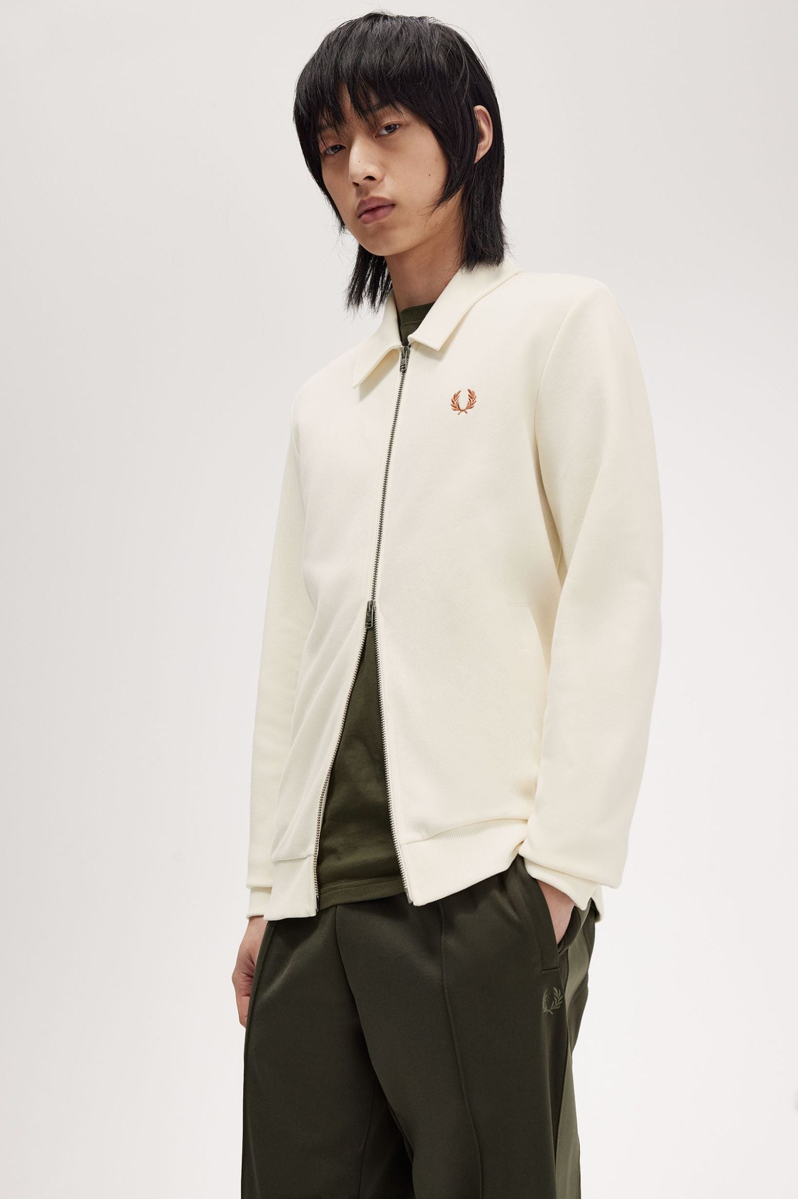 FP Zip Through Fleeceback Sweat Fred Perry - Ecru