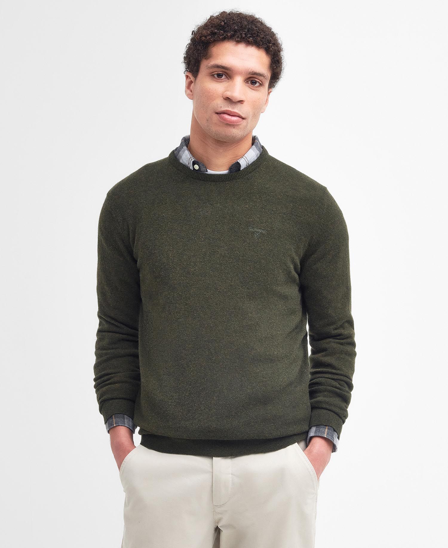 Essential L/Wool Crew Neck Fw24 Knitwear - Seaweed