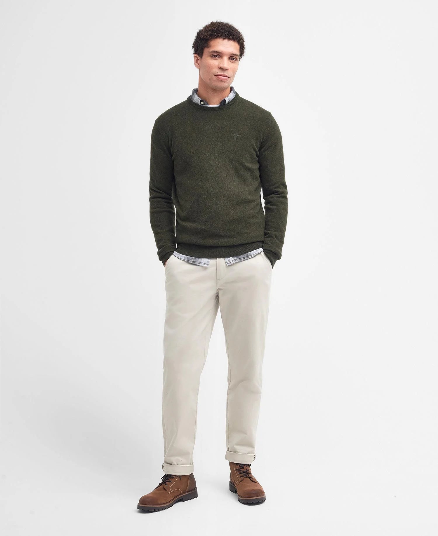 Essential L/Wool Crew Neck Fw24 Knitwear - Seaweed