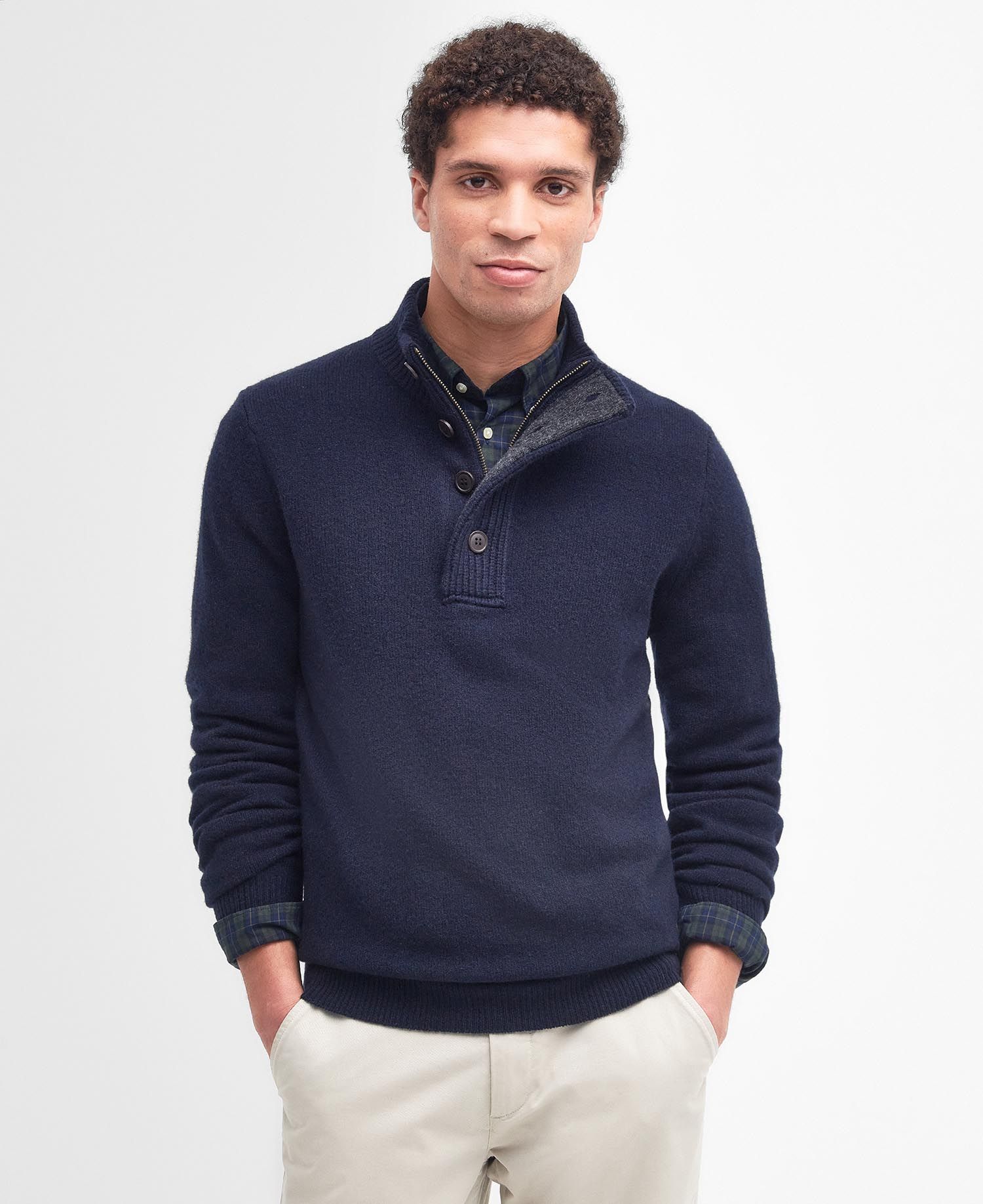 Essential Patch Half Zip Fw24 Barbour Knitwear - Navy