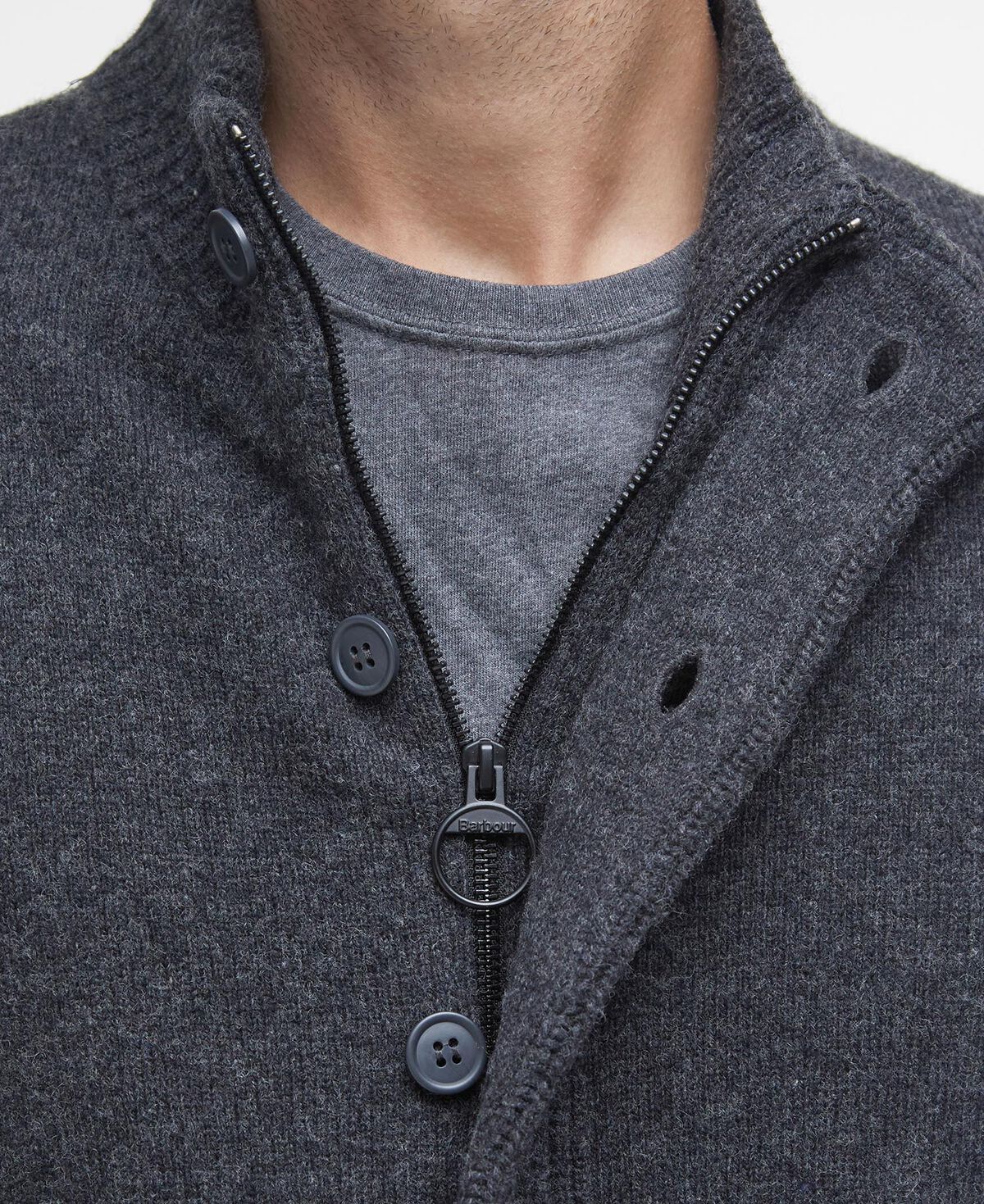 Barbour – Essential Patch Zip Through – Charcoal Marl