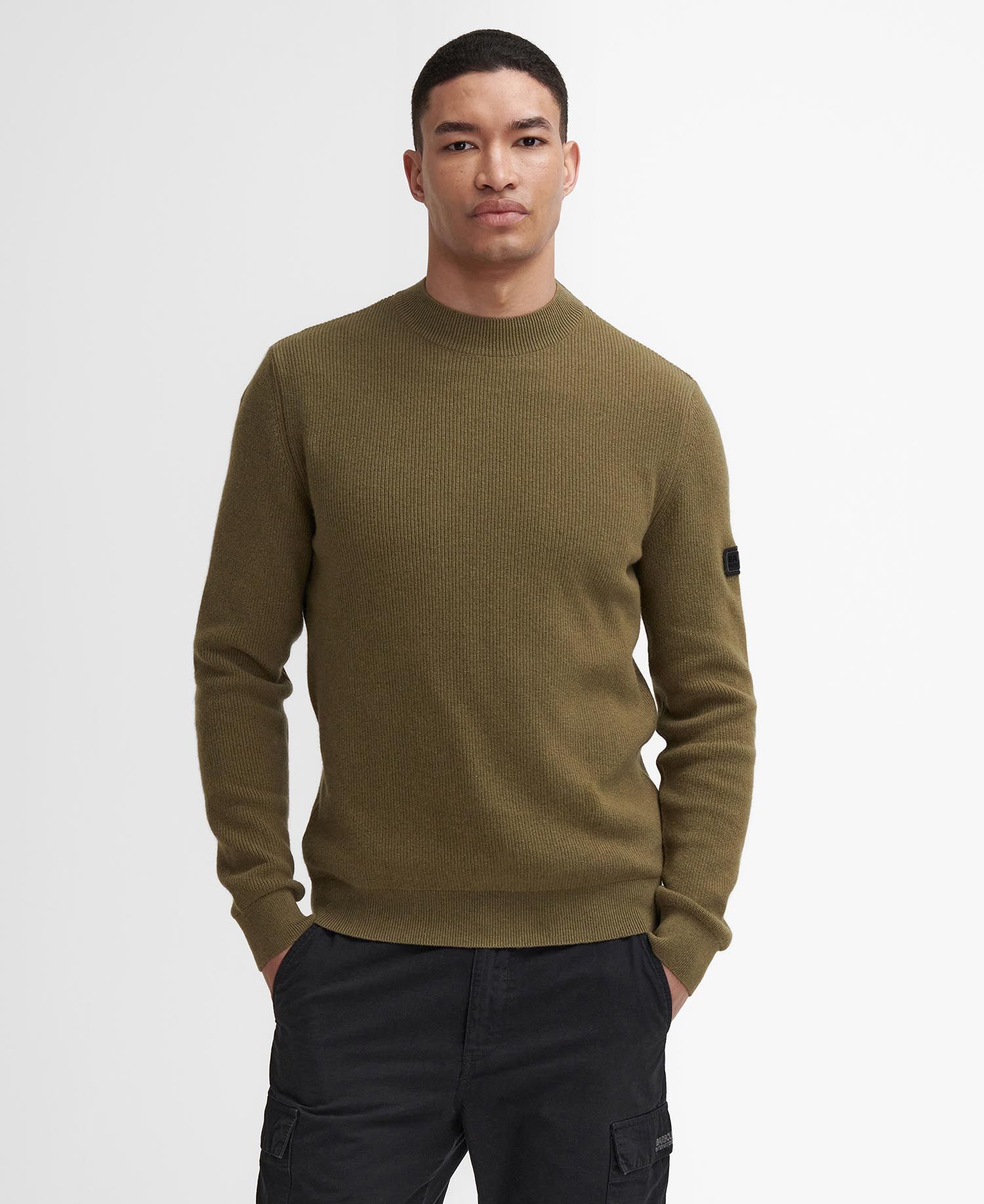 Crawley Crew Neck Jumper Fw24 Barbour International - Olive