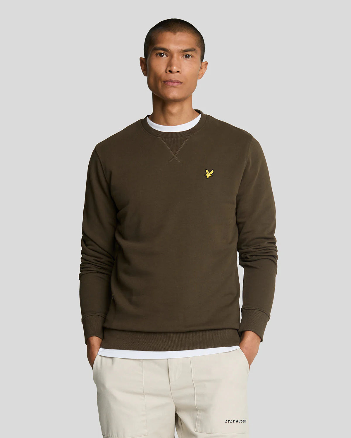 Brushed Back Crew Neck Sweatshirt Lyle & Scott - Olive