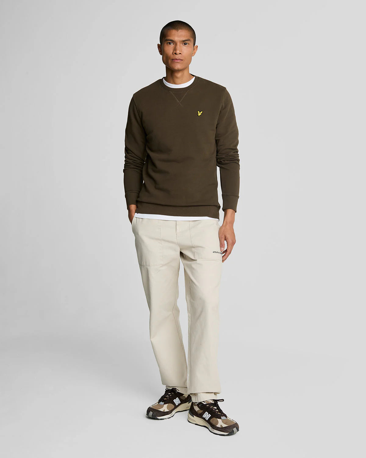 Brushed Back Crew Neck Sweatshirt Lyle & Scott - Olive