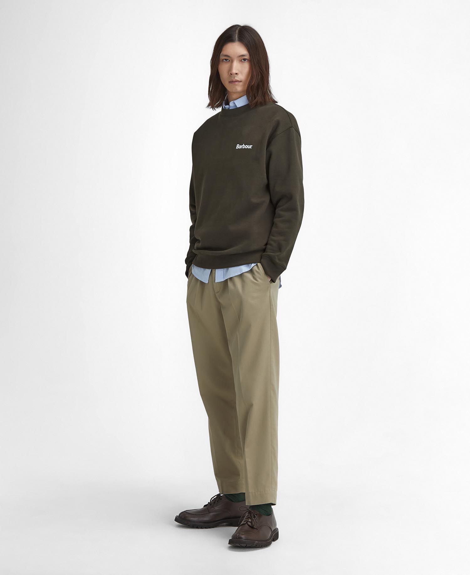 Brushed Nicholas OS Crew Neck FW24 Barbour - Sage