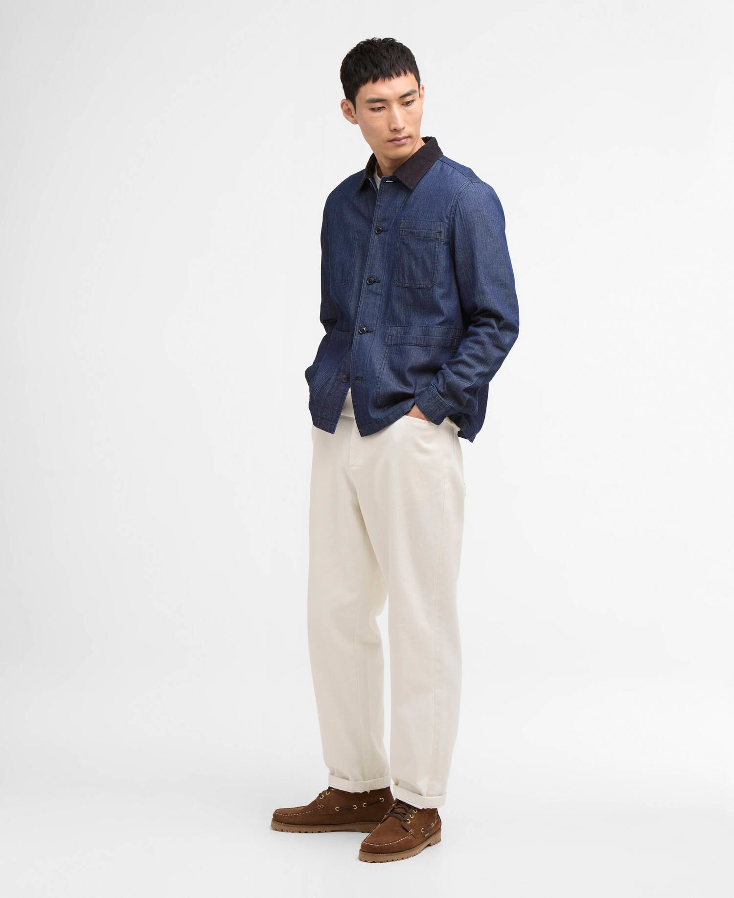 Piligan Herringbone Denim Overshirt Barbour International - Indigo