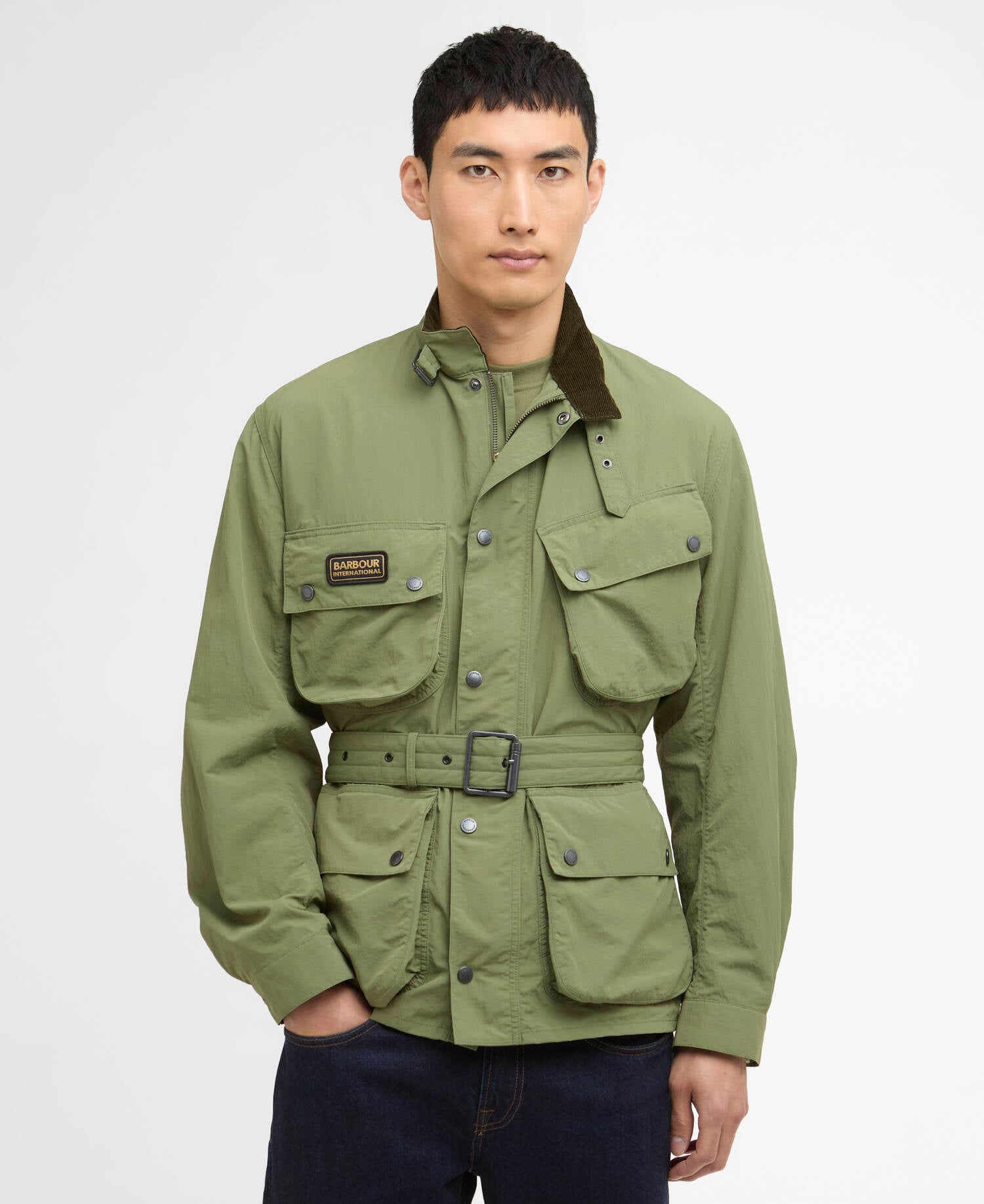 Contemporary A7 Rain Jacket Barbour International - Burnt Olive