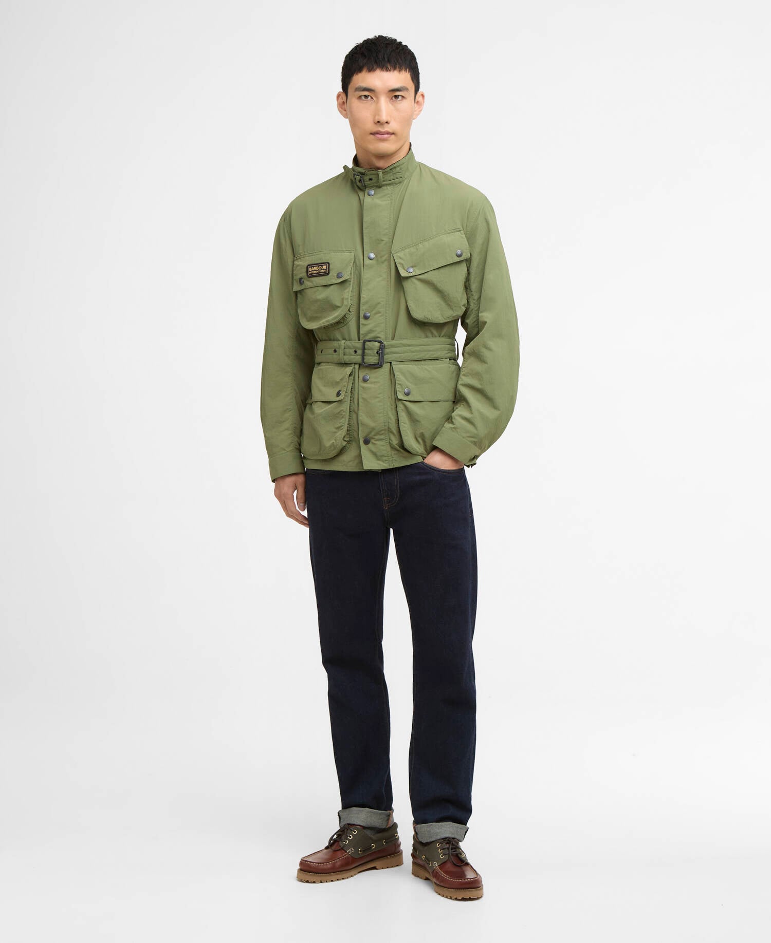 Contemporary A7 Rain Jacket Barbour International - Burnt Olive