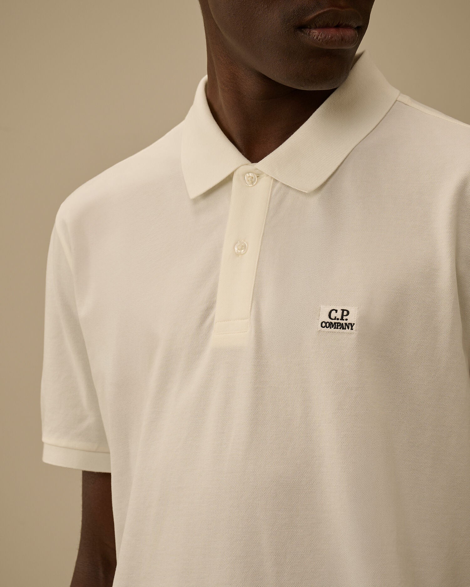 Stretch Piquet Short Sleeve Polo C.P. Company - Gauze White