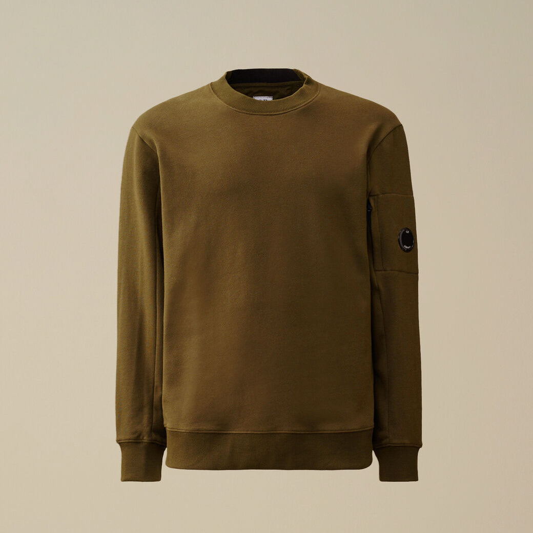 Diagonal Raised Fleece Crewneck Lens Sweatshirt CP Company® AW25 - Ivy Green 683