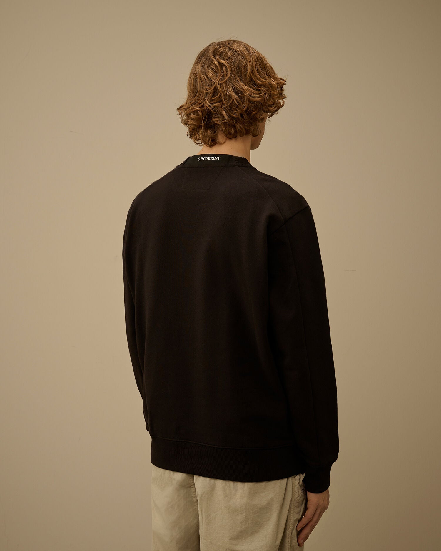 Cotton Diagonal Fleece Resist Dyed Crewneck Lens Sweatshirt C.P. Company - Black