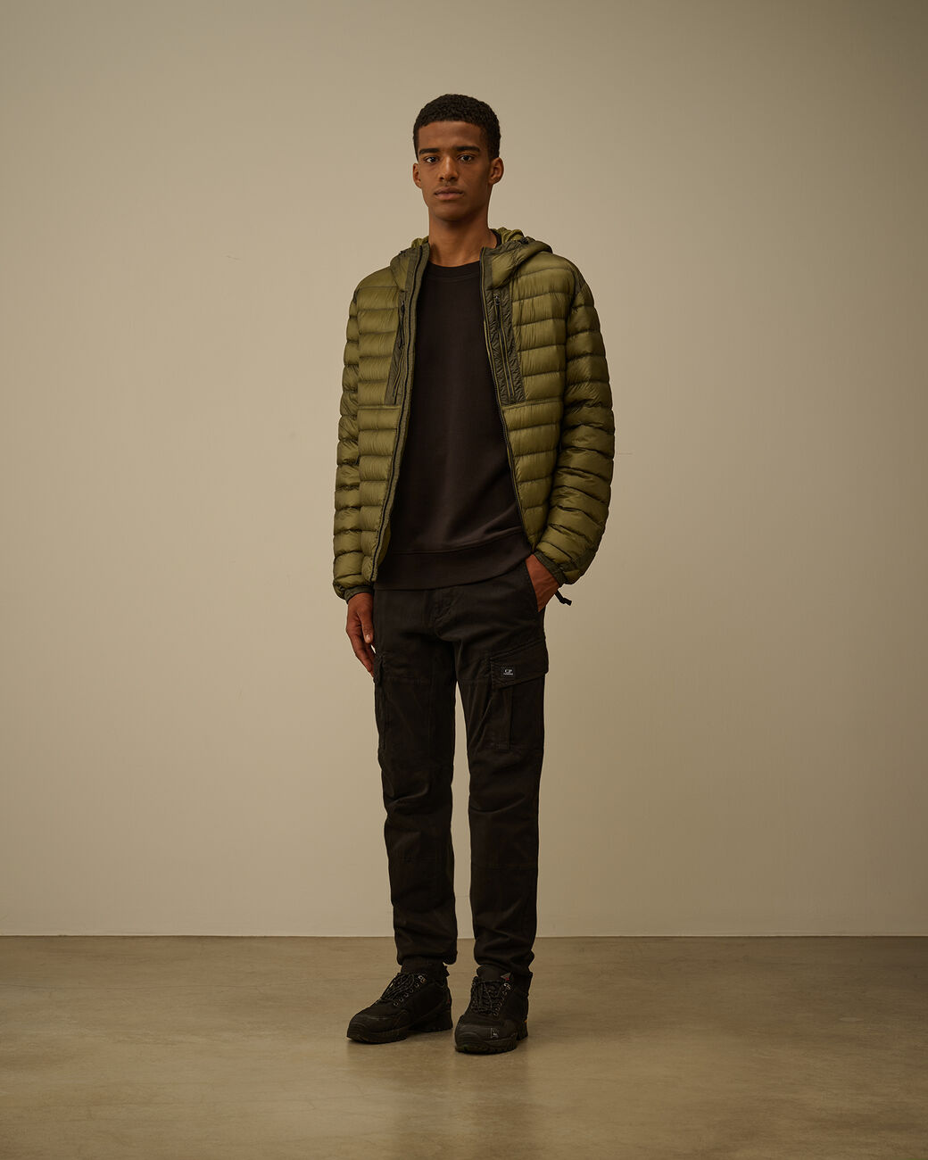 Diagonal Raised Fleece Crewneck Lens Sweatshirt CP Company® AW25 - Black