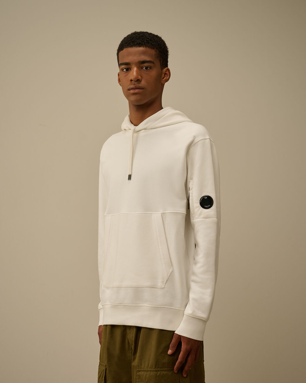 Diagonal Raised Fleece Hooded Lens Sweatshirt CP Company® AW25 - Gauze White