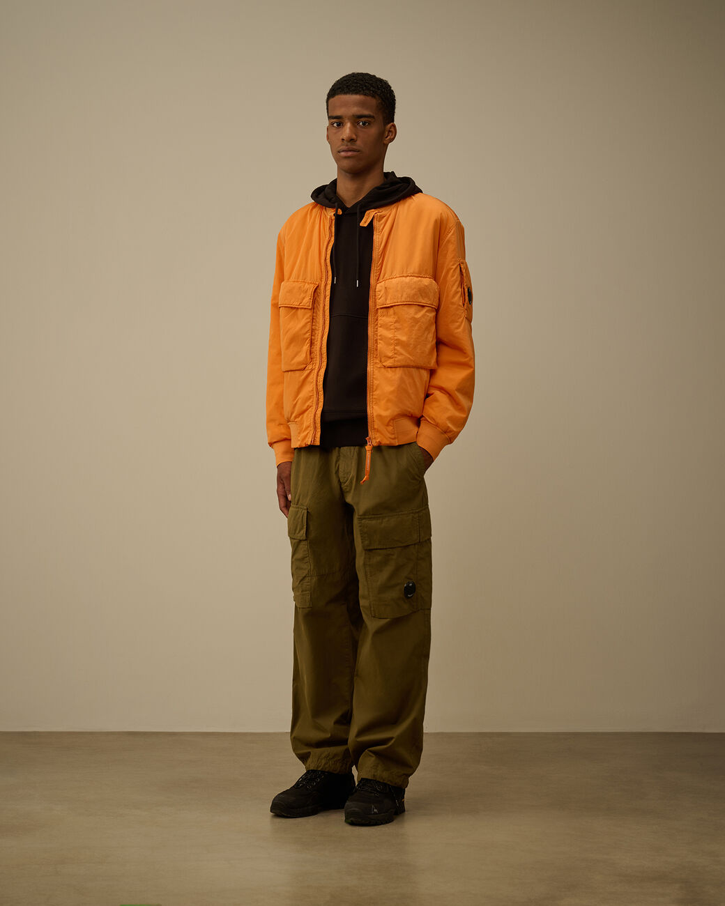 Diagonal Raised Fleece Hooded Lens Sweatshirt CP Company® AW25 - Black