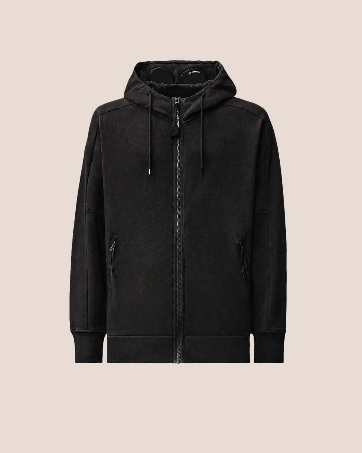 C.P. Company Diagonal Raised Fleece Goggle Zip Sweatshirt - Black