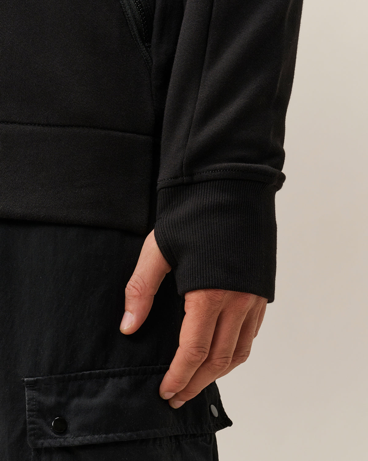 C.P. Company Diagonal Raised Fleece Goggle Zip Sweatshirt - Black, detail 3