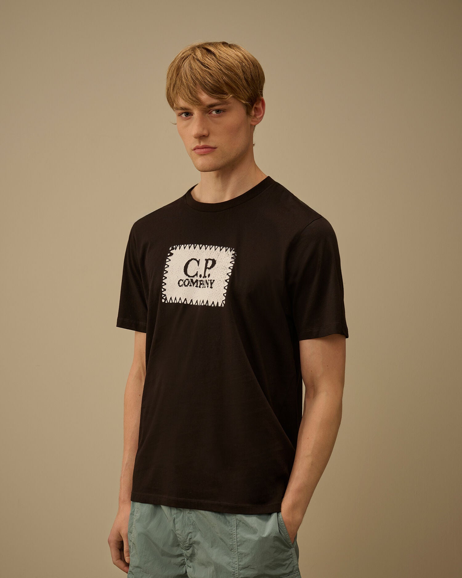 Jersey 30/1 Short Sleeve Logo Label T-Shirt C.P. Company - Black