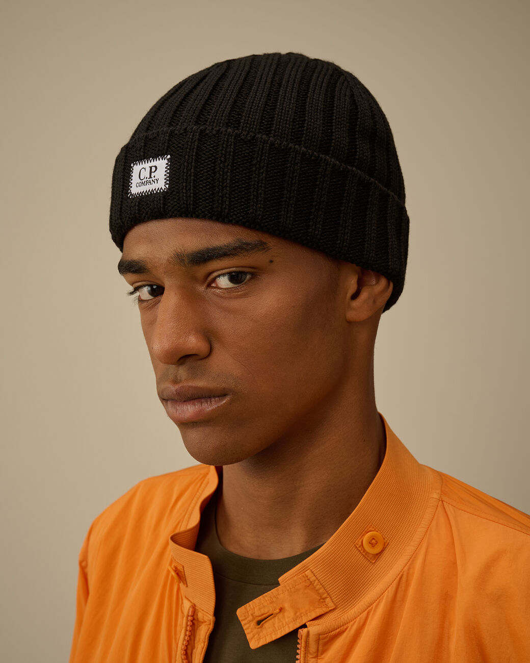 Extrafine Merino Wool Logo Beanie CP Company® AW25 - Black