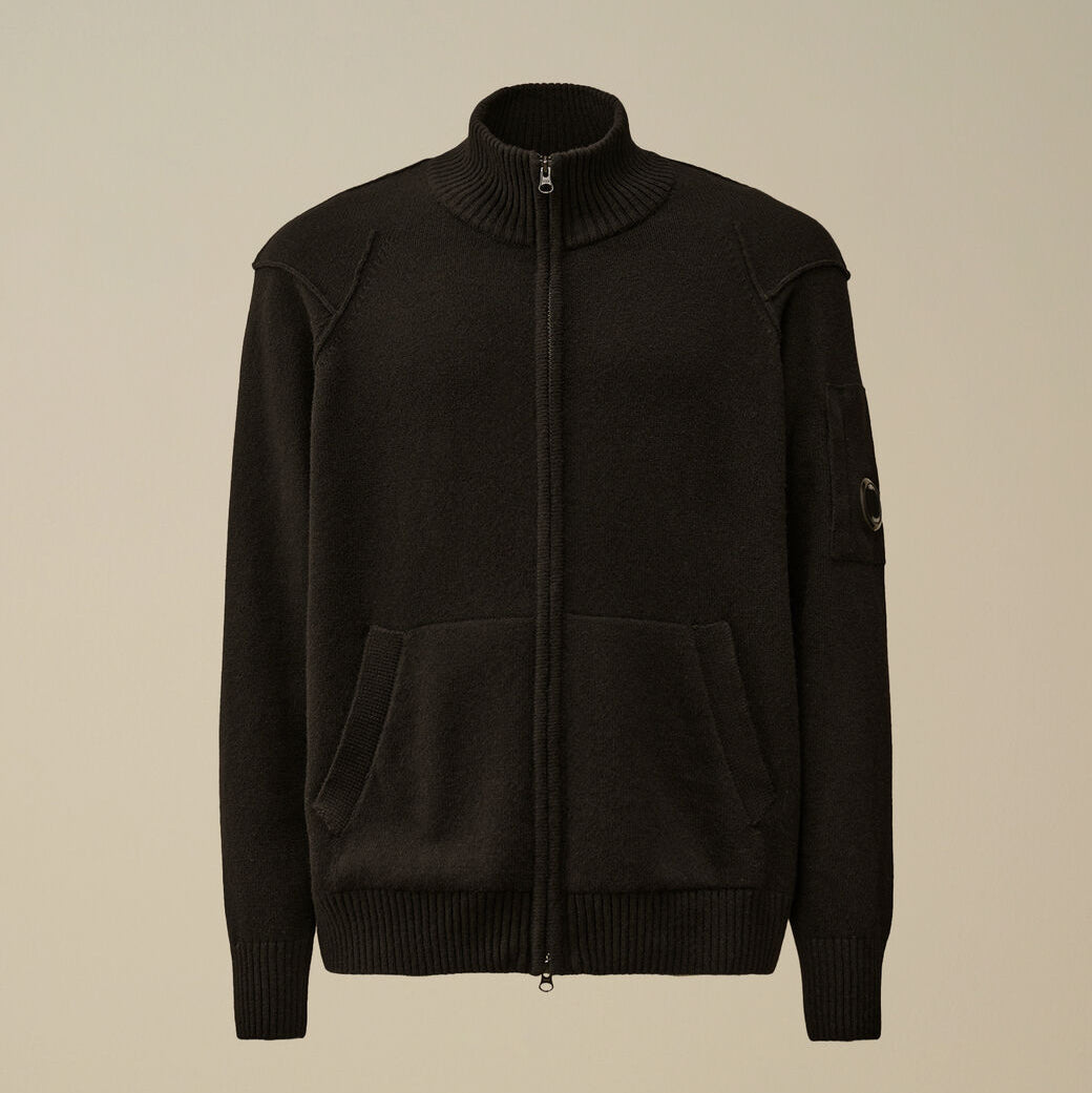 Lambswool GRS Full Zip Sweater CP Company® AW25 - Black