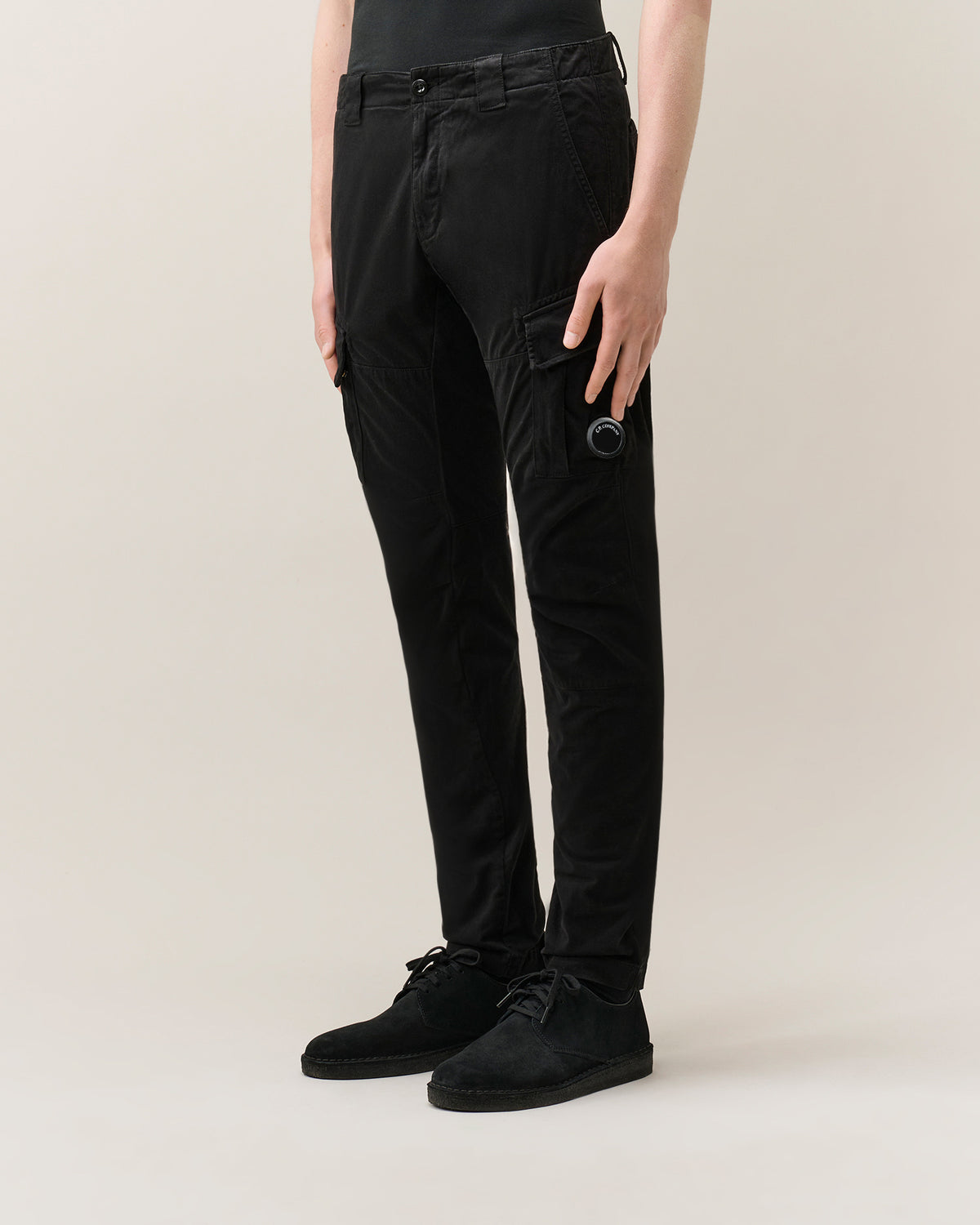C.P. Company Stretch Sateen Ergonomic Cargo Pants - Black, detail 1