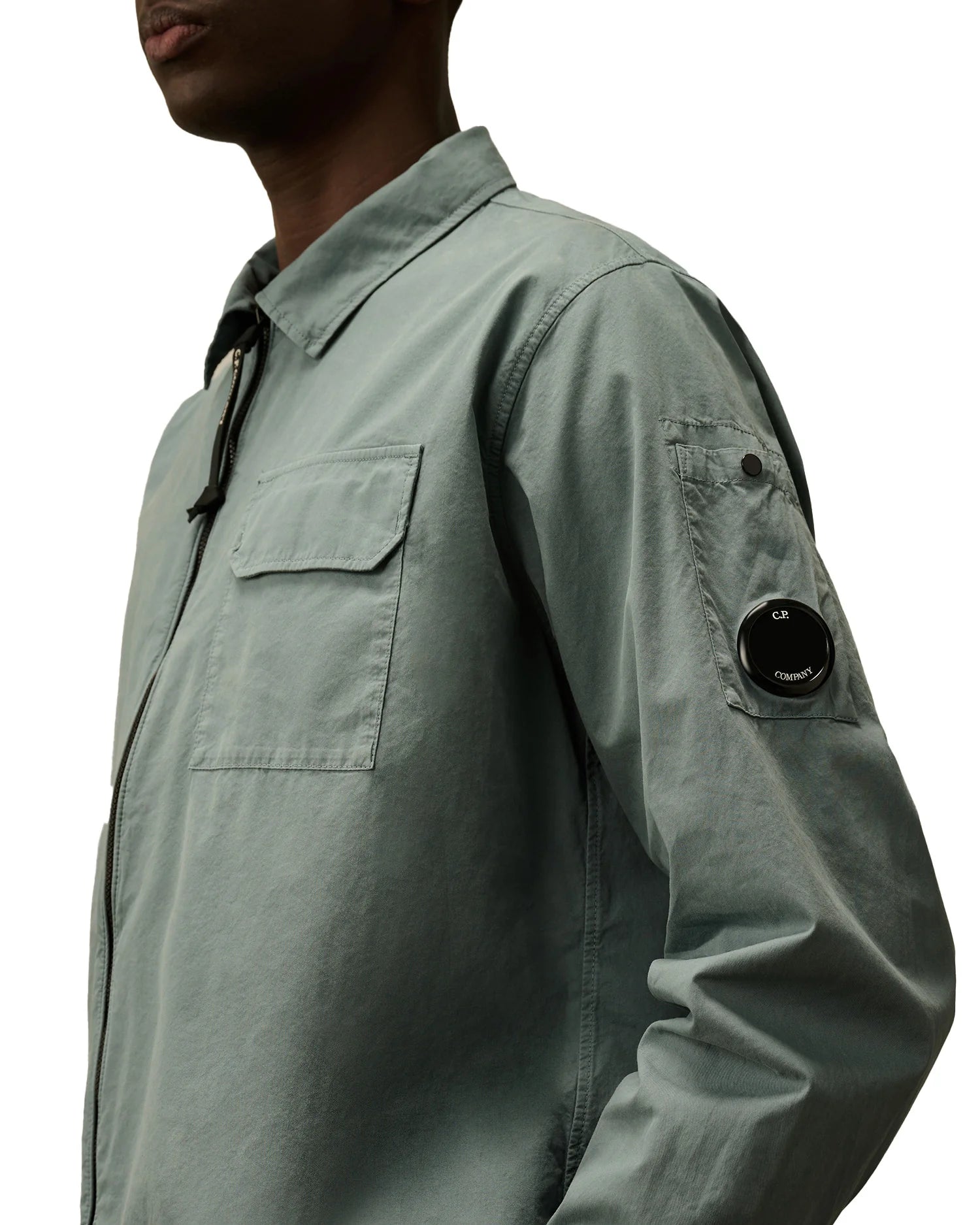 Organic Gabardine Full Zip Overshirt C.P. Company® - Vintage Khaki