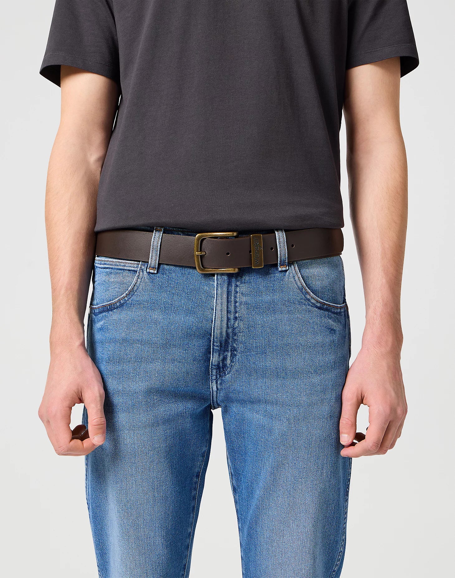 Metal Loop Belt Wrangler - Brown