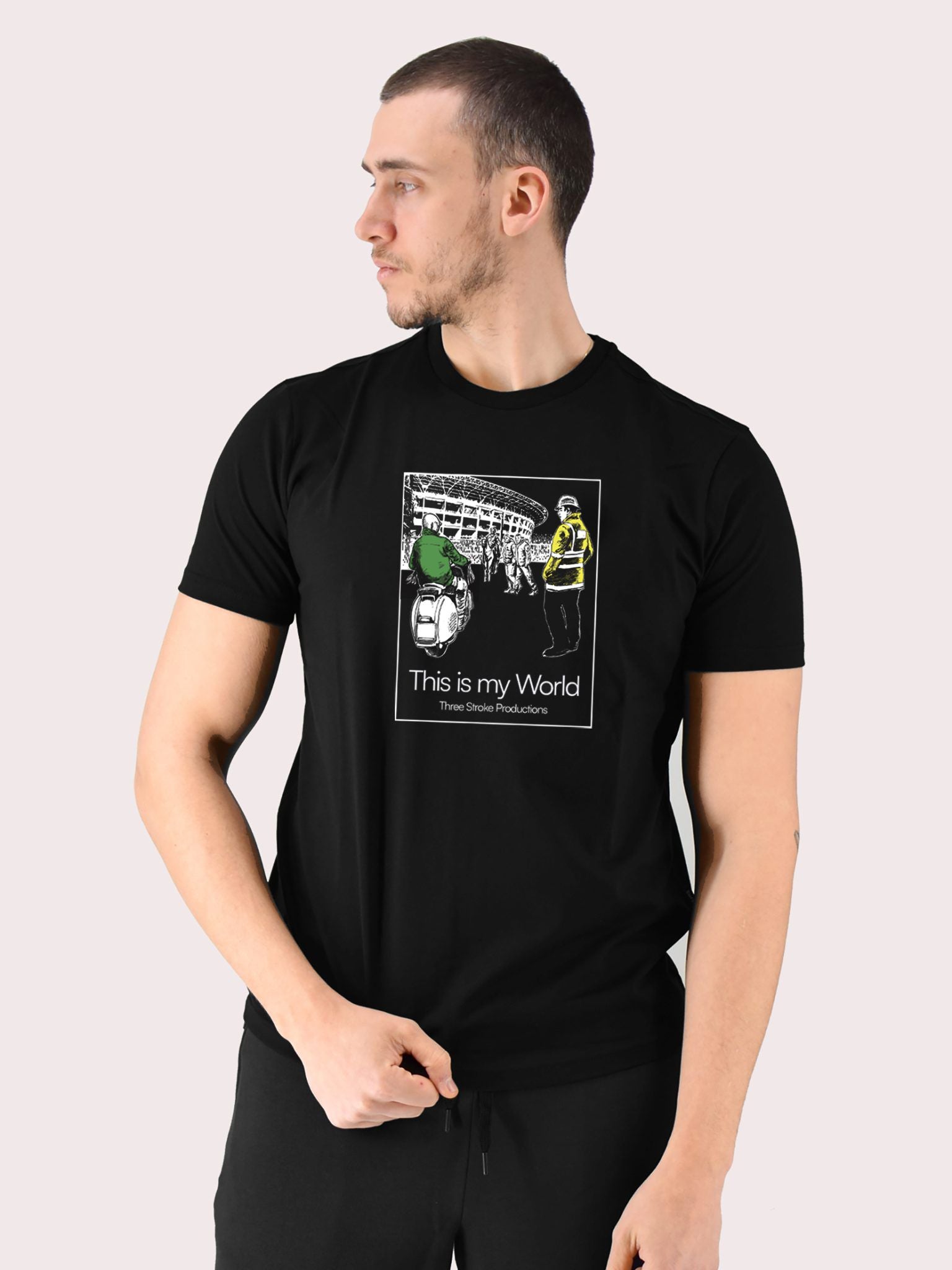 T-Shirt My World Three Stroke Production - Black