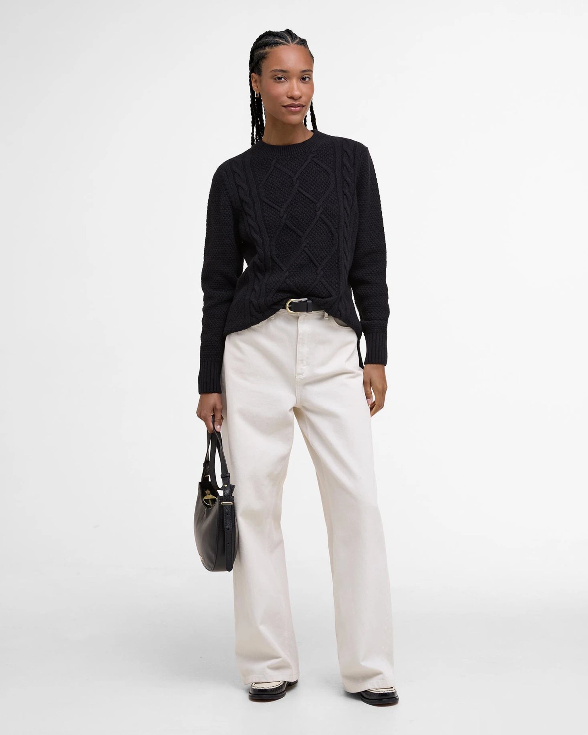 Burne Crew Knitted Jumper AW25 Barbour Donna - Black