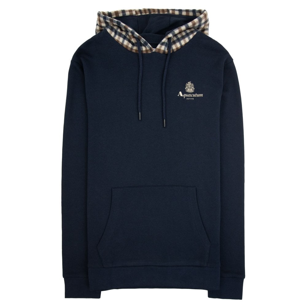 Active Club Check FZ Merino Hoodie Aquascutum - Navy