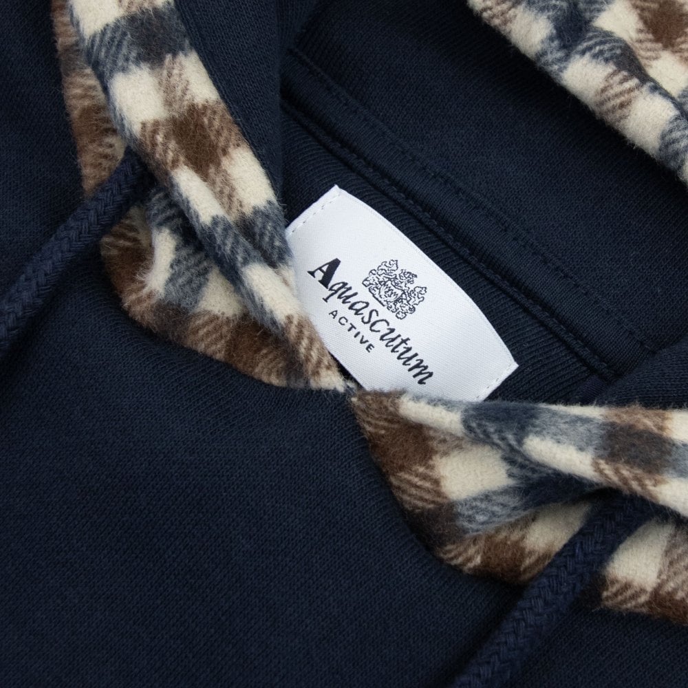 Active Club Check Merino Hoodie Aquascutum - Navy